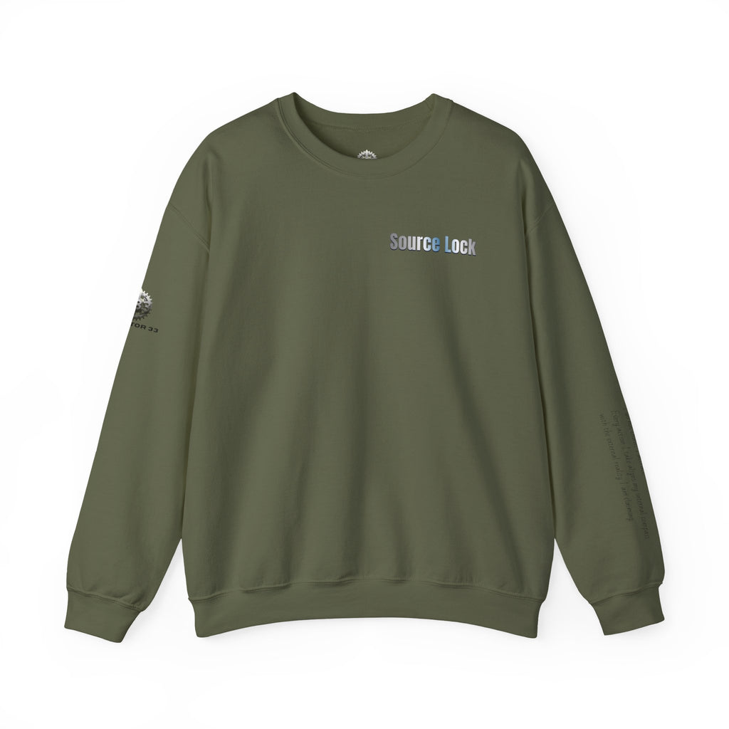 “Source Lock” Crewneck Sweatshirt- Sleeve Print Affirmation