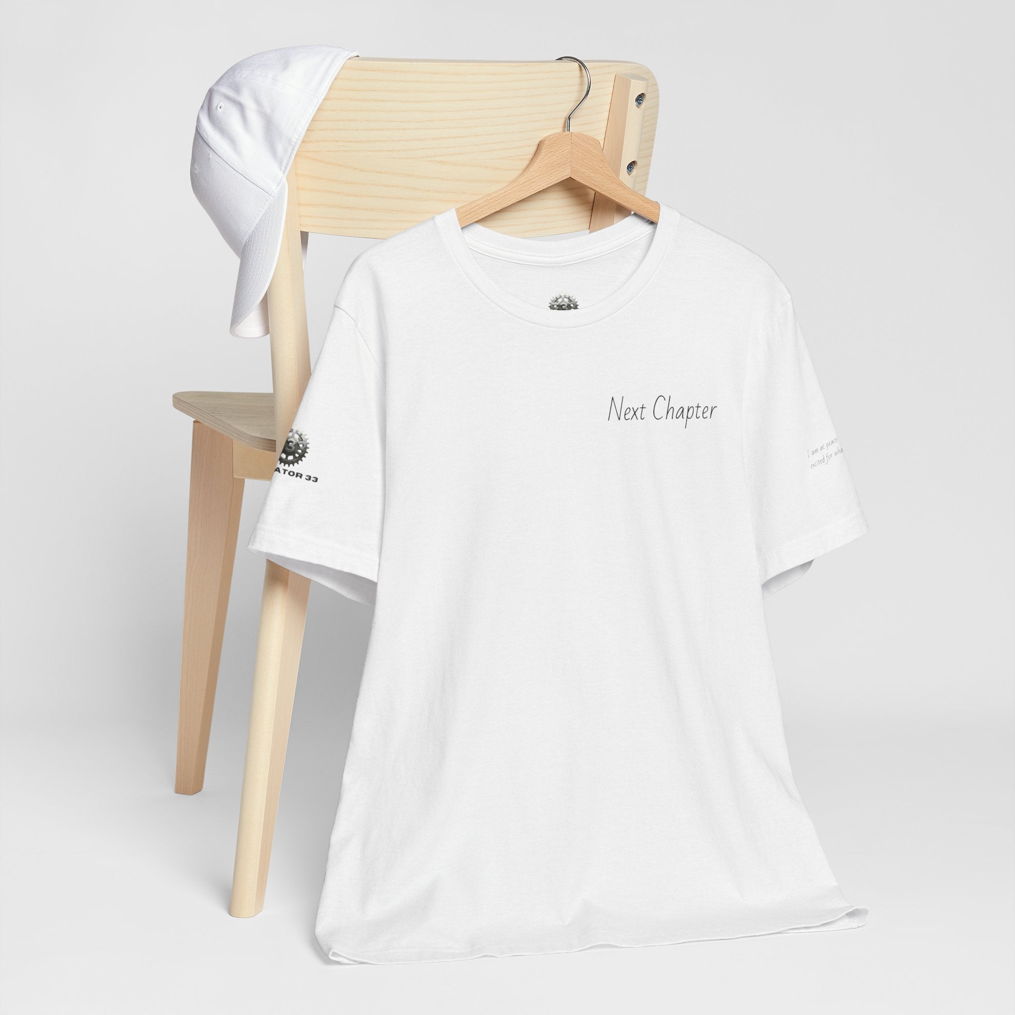 Next Chapter affirmation tee | Graphic open book back, inspirational sleeve text