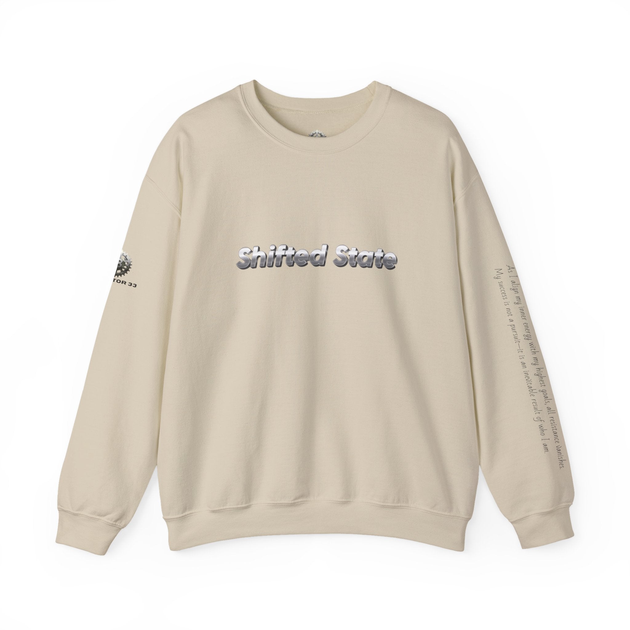“Shifted State” Crewneck Sweatshirt- Sleeve Print Affirmation