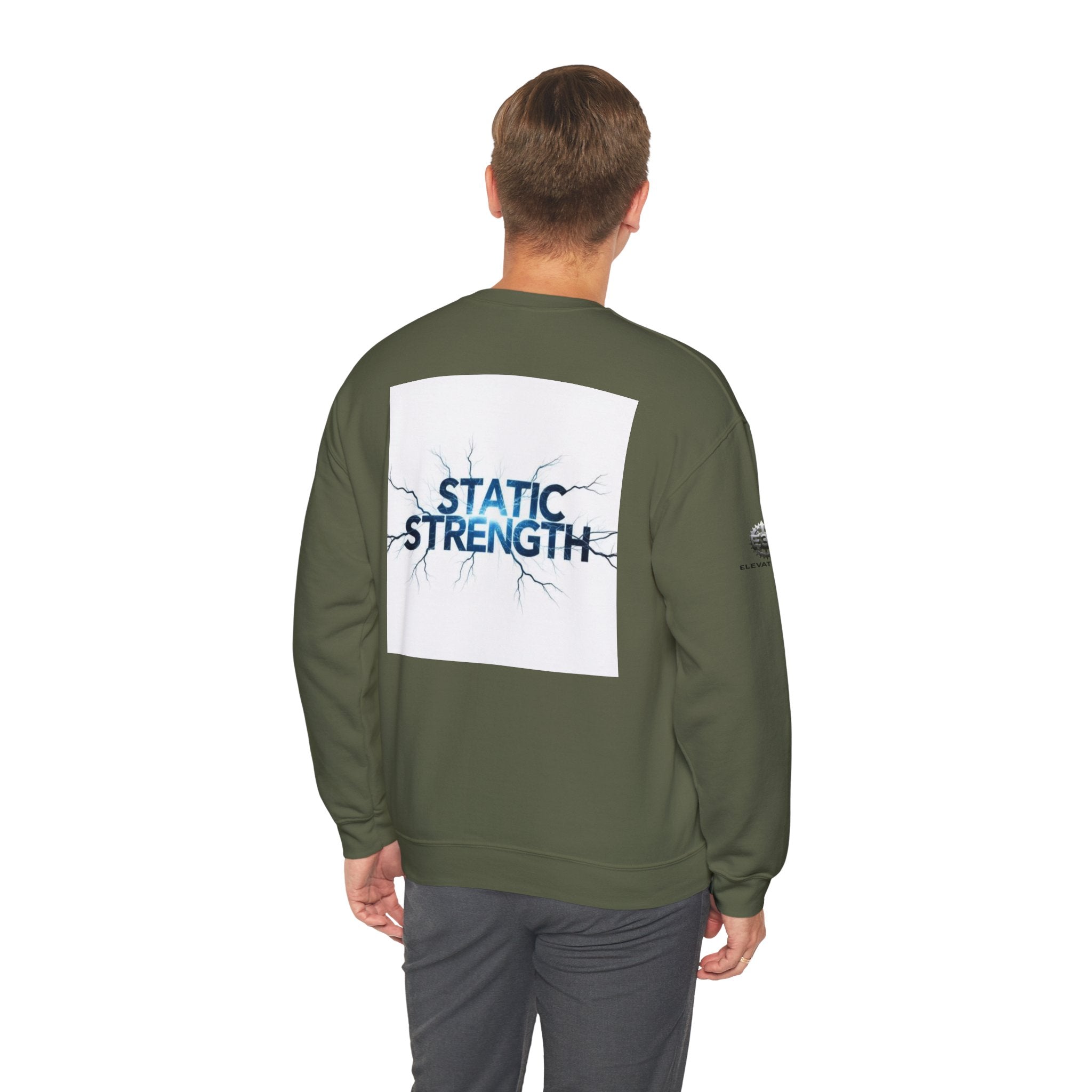 “Static Strength” Crewneck Sweatshirt- Sleeve Print Affirmation