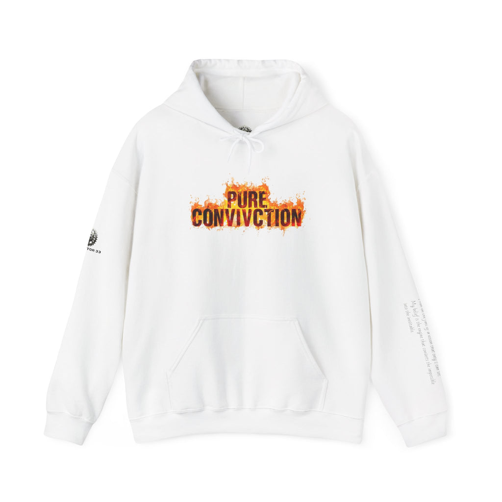 "Pure Conviction" Hoodie  - Sleeve Print Affirmation
