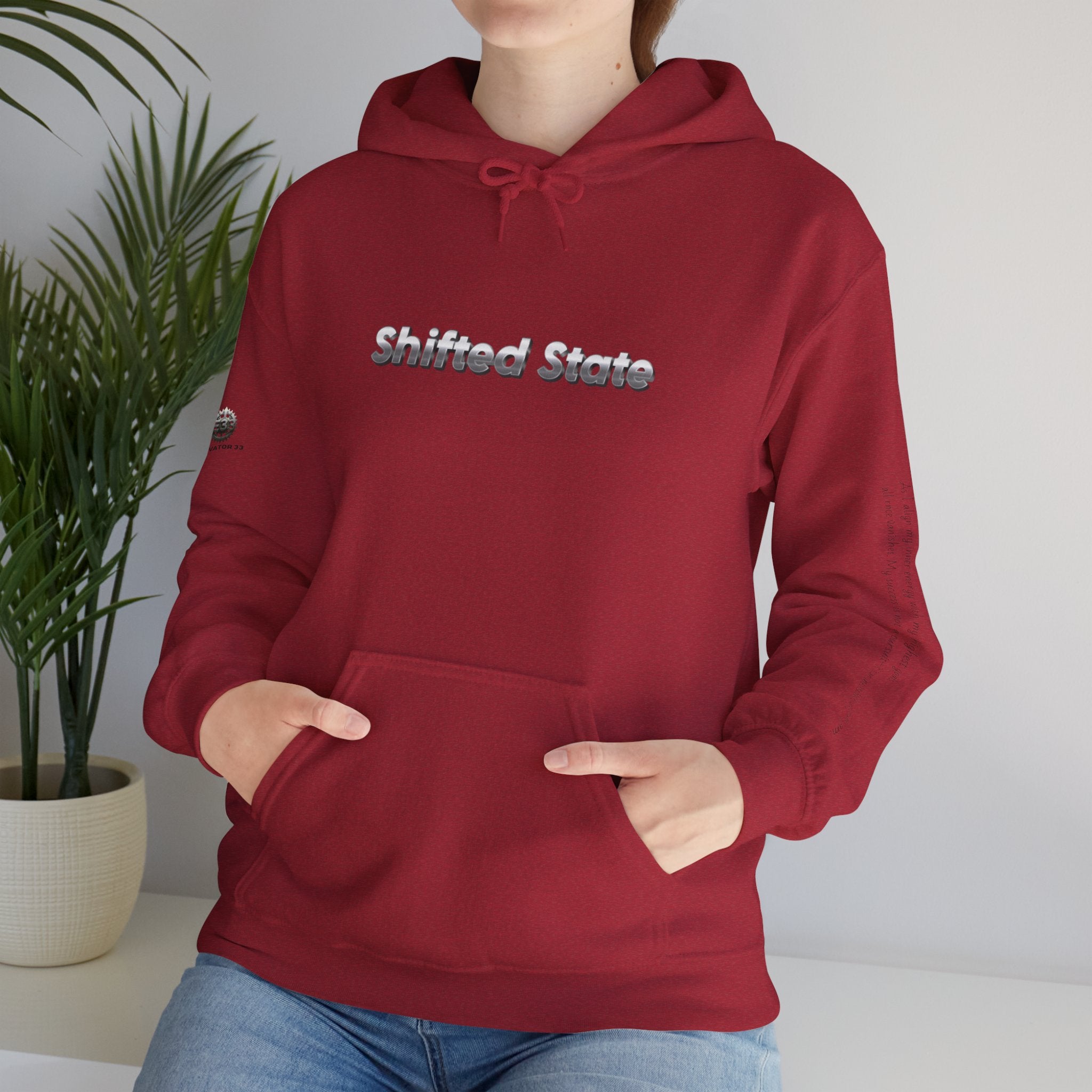 “Shifted State” Hoodie- Sleeve Print Affirmation