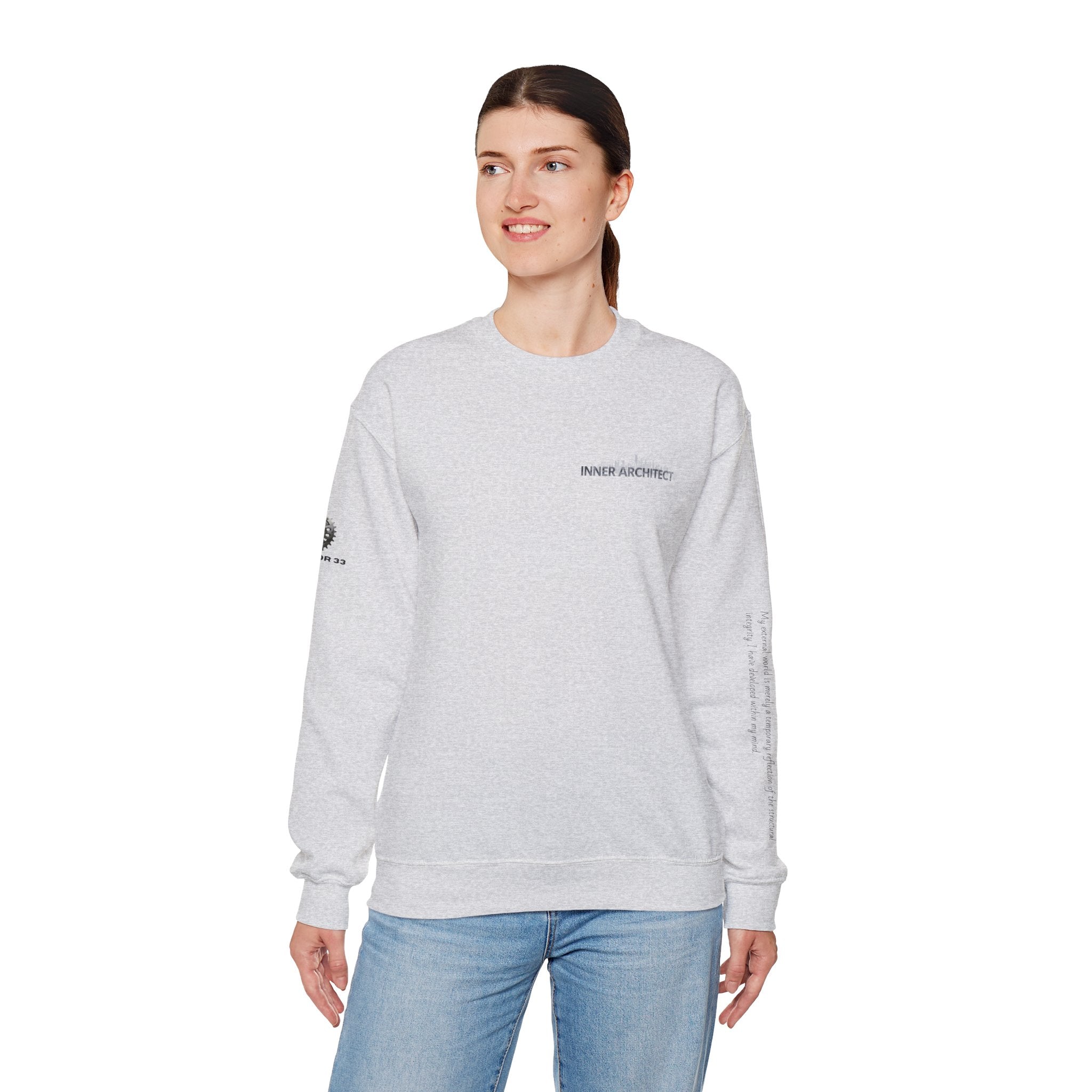 "Inner Architect" Crewneck Sweatshirt- Sleeve Printed Affirmation