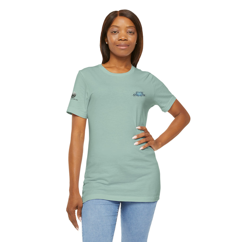 Static Strength T-Shirt — 'In the chaos, I am unmoving' Motivational Tee