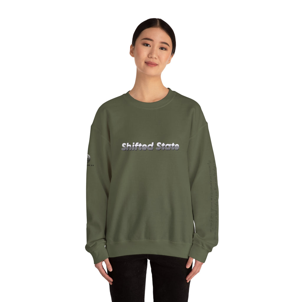“Shifted State” Crewneck Sweatshirt- Sleeve Print Affirmation
