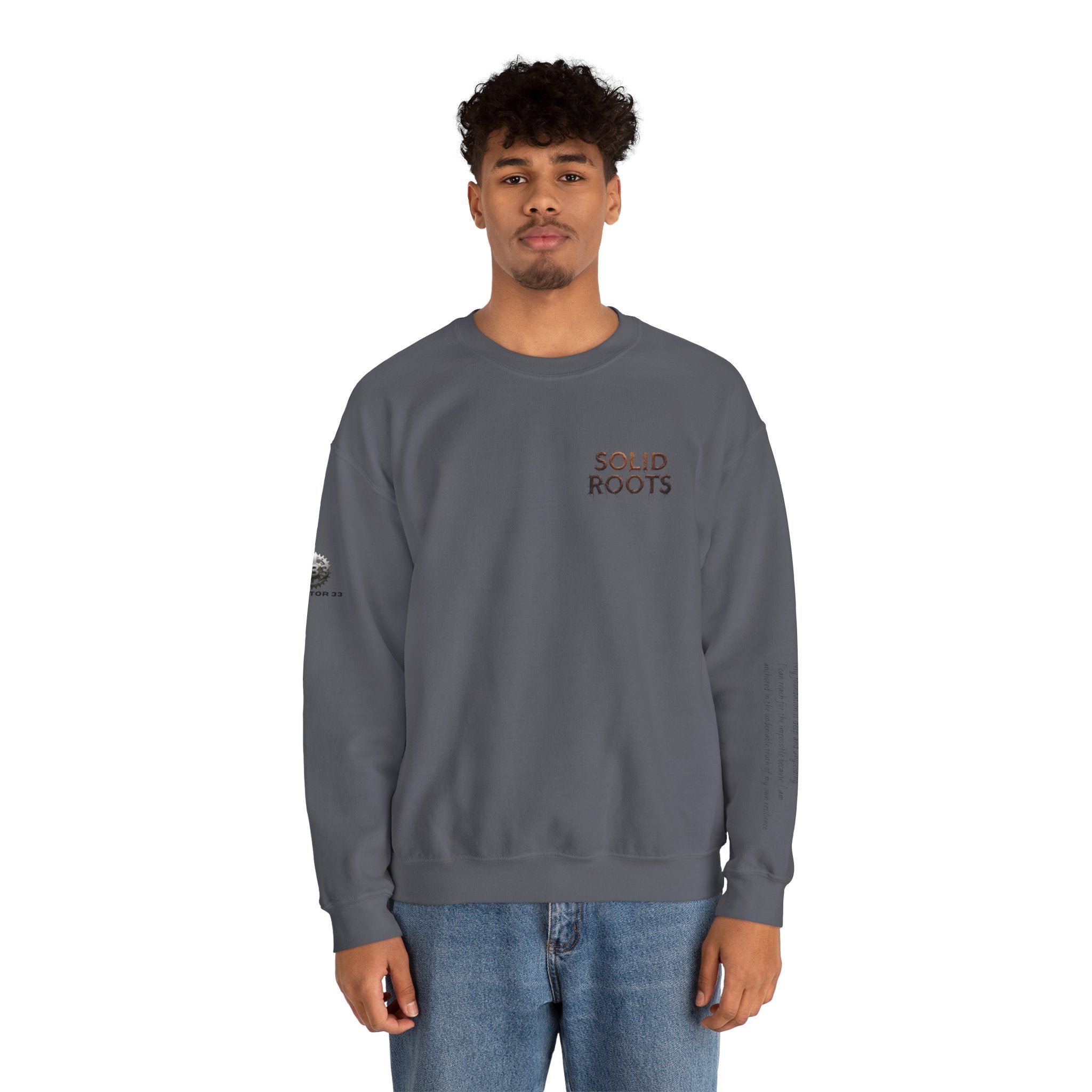 "Solid Roots" Crewneck - Heavyweight Sleeve Print Sweatshirt