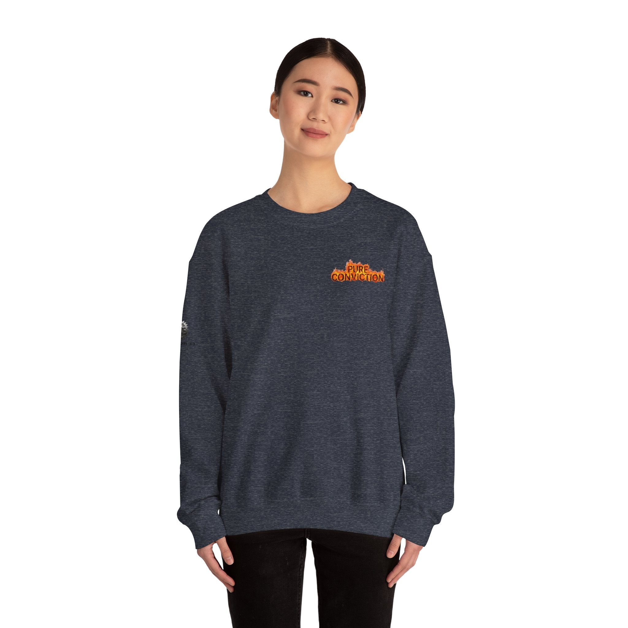 "Pure Conviction” Sweatshirt -Sleeve Print Affirmation