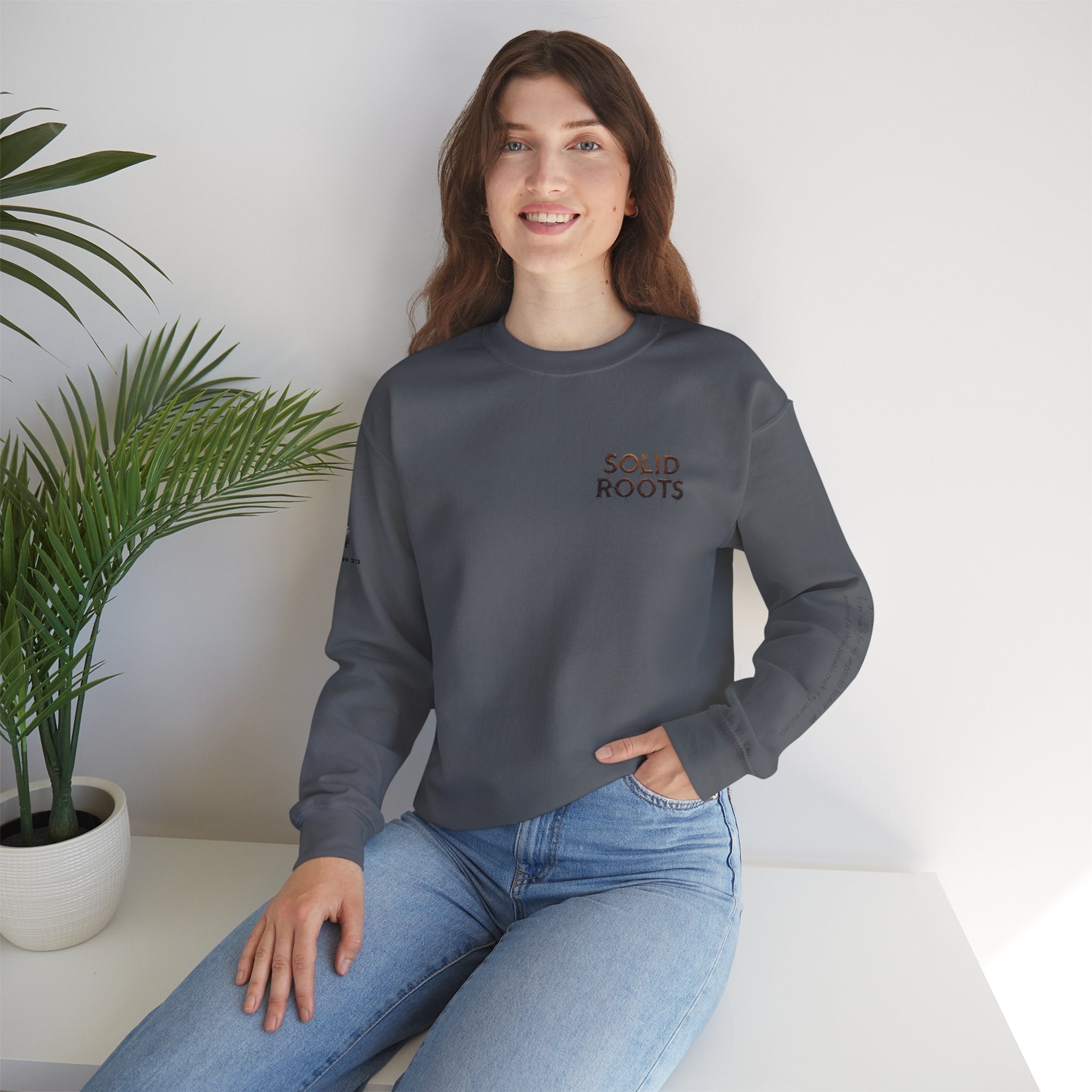 "Solid Roots" Crewneck - Heavyweight Sleeve Print Sweatshirt