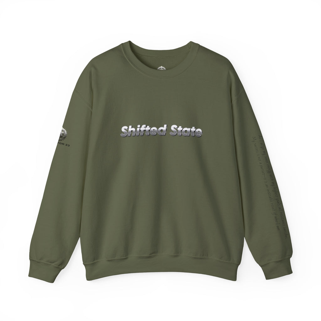 “Shifted State” Crewneck Sweatshirt- Sleeve Print Affirmation
