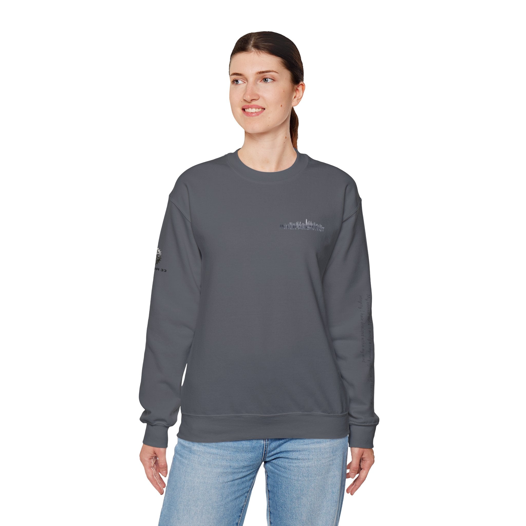 "Inner Architect" Crewneck Sweatshirt- Sleeve Printed Affirmation