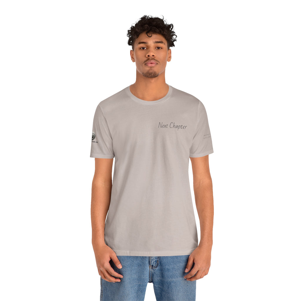 Next Chapter affirmation tee | Graphic open book back, inspirational sleeve text