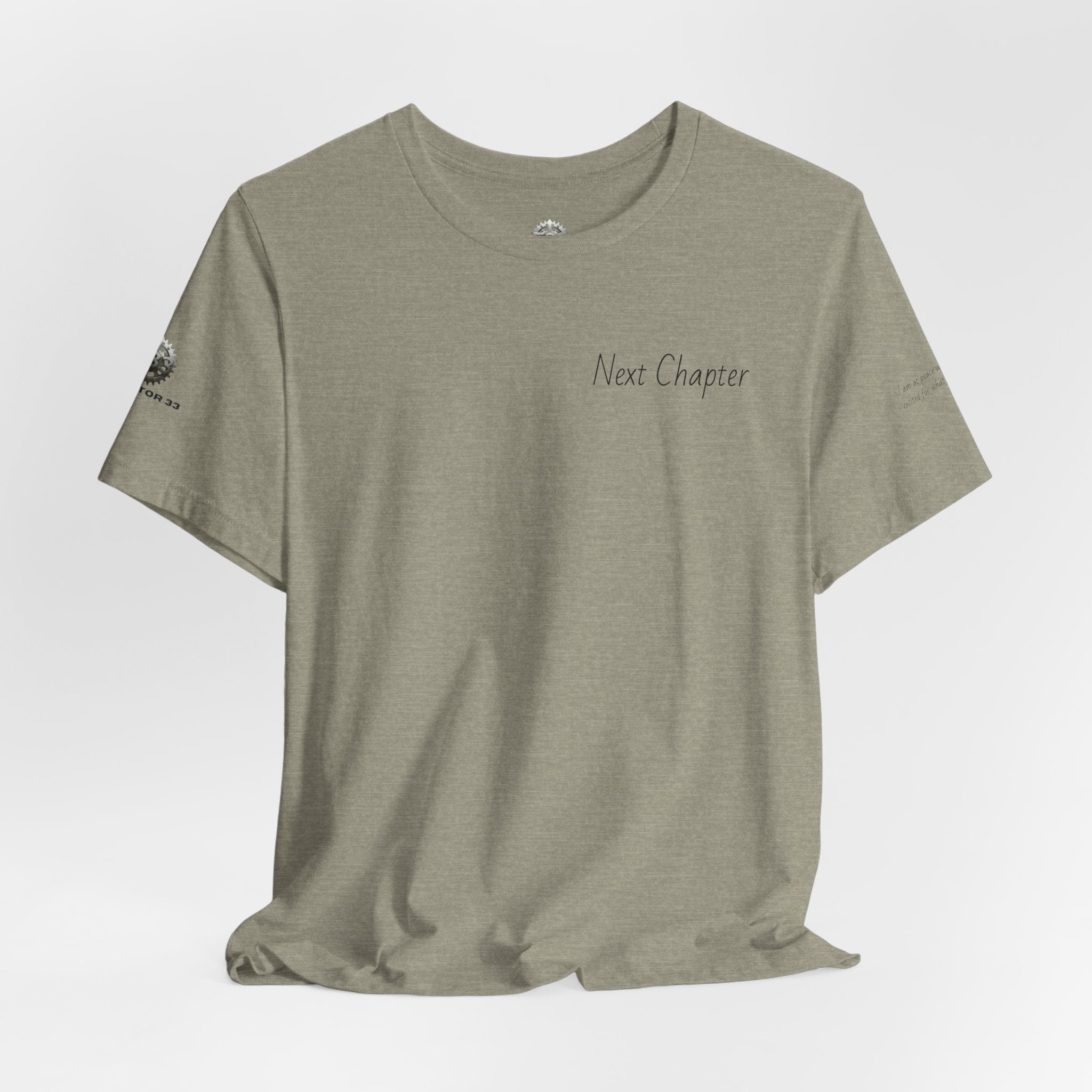 Next Chapter affirmation tee | Graphic open book back, inspirational sleeve text
