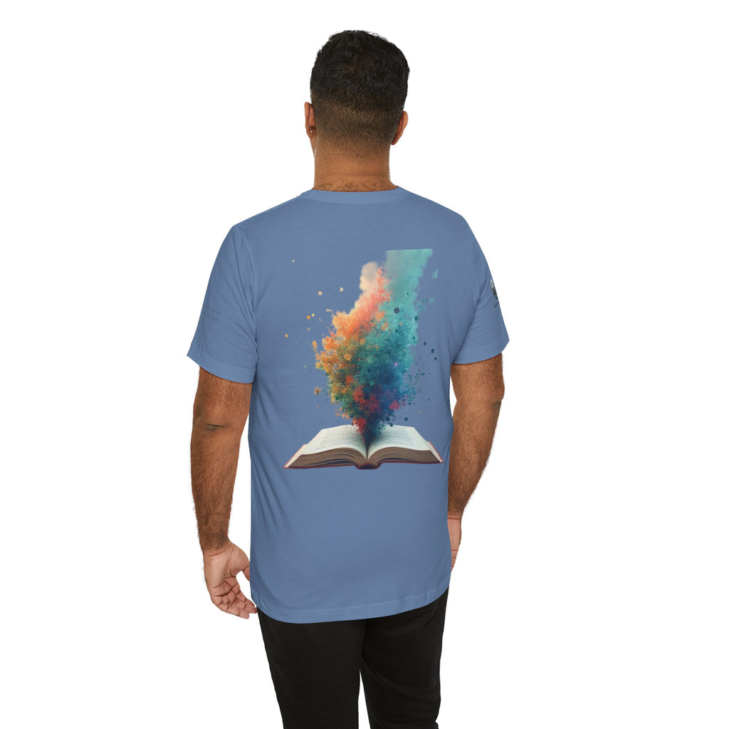 Next Chapter affirmation tee | Graphic open book back, inspirational sleeve text