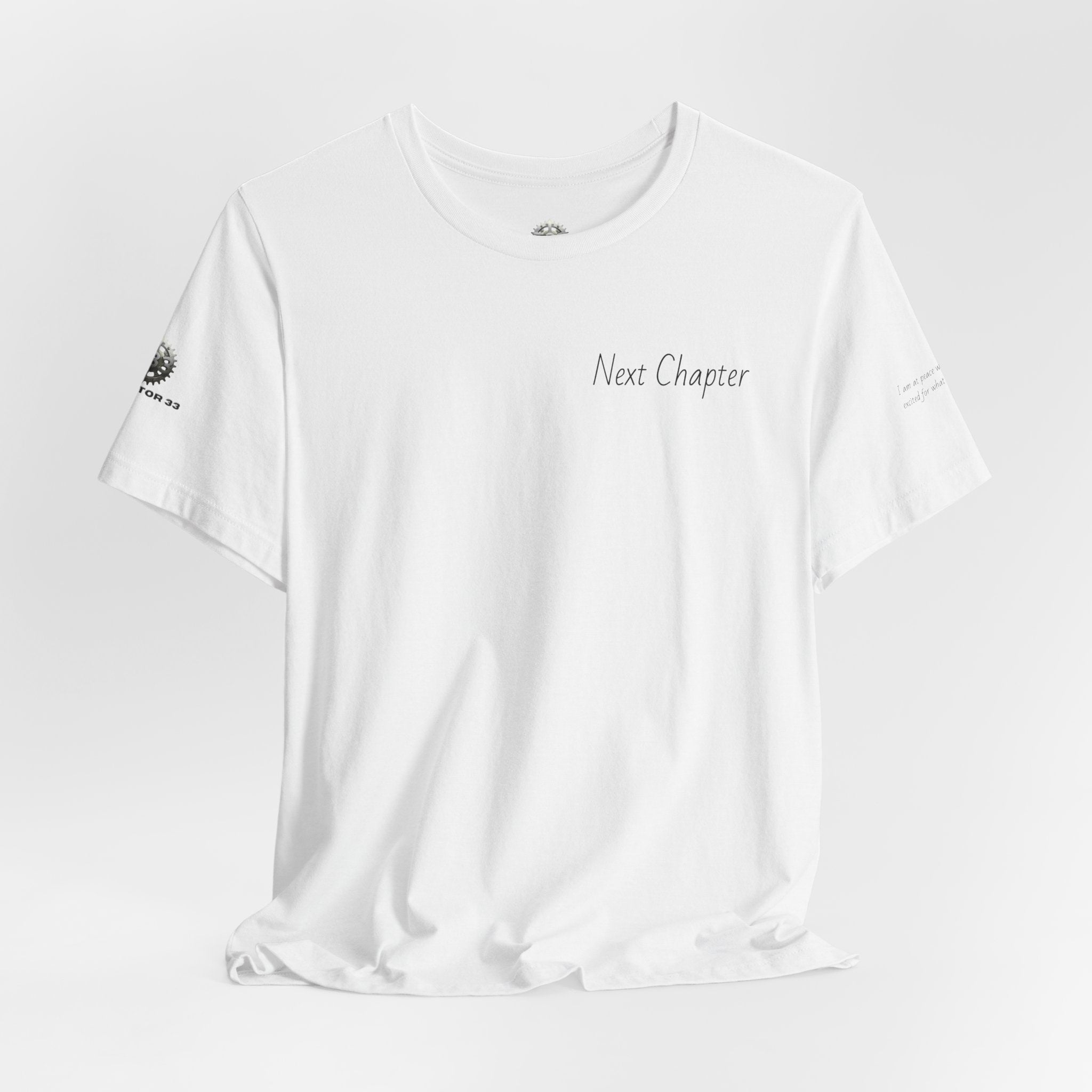 Next Chapter affirmation tee | Graphic open book back, inspirational sleeve text