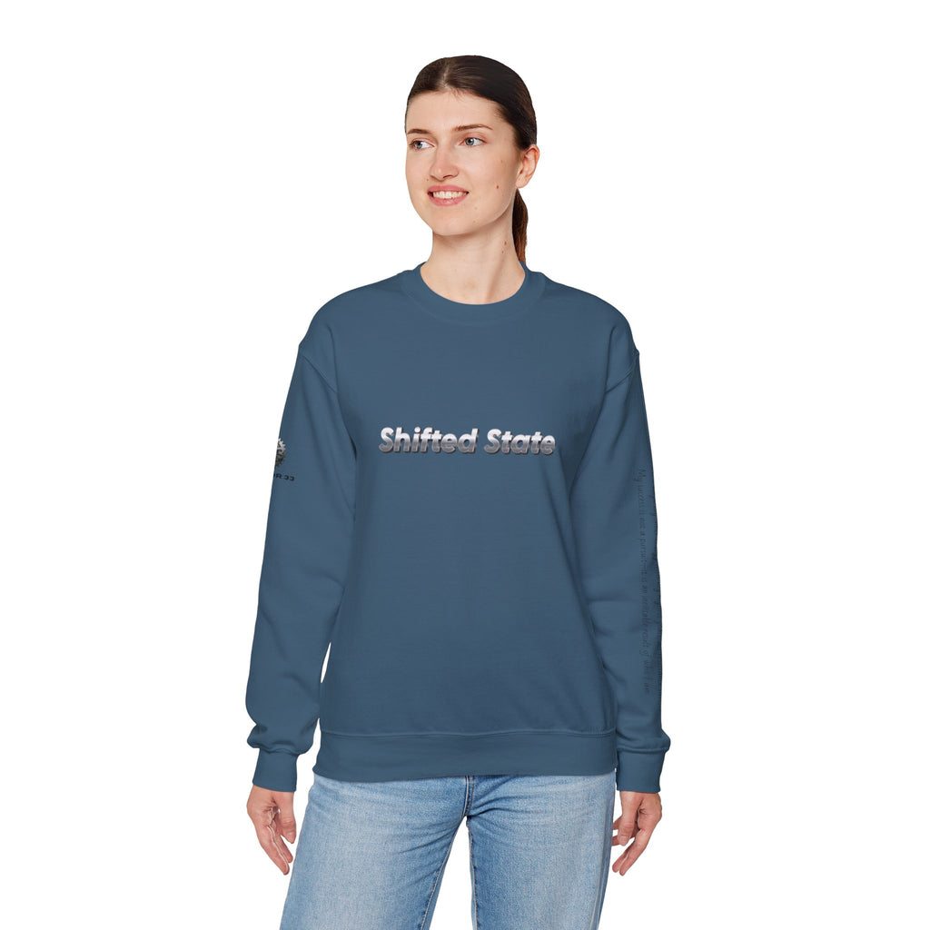 “Shifted State” Crewneck Sweatshirt- Sleeve Print Affirmation
