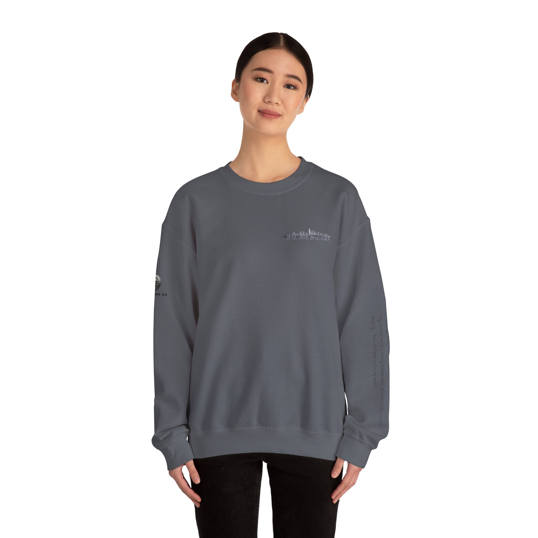 "Inner Architect" Crewneck Sweatshirt- Sleeve Printed Affirmation