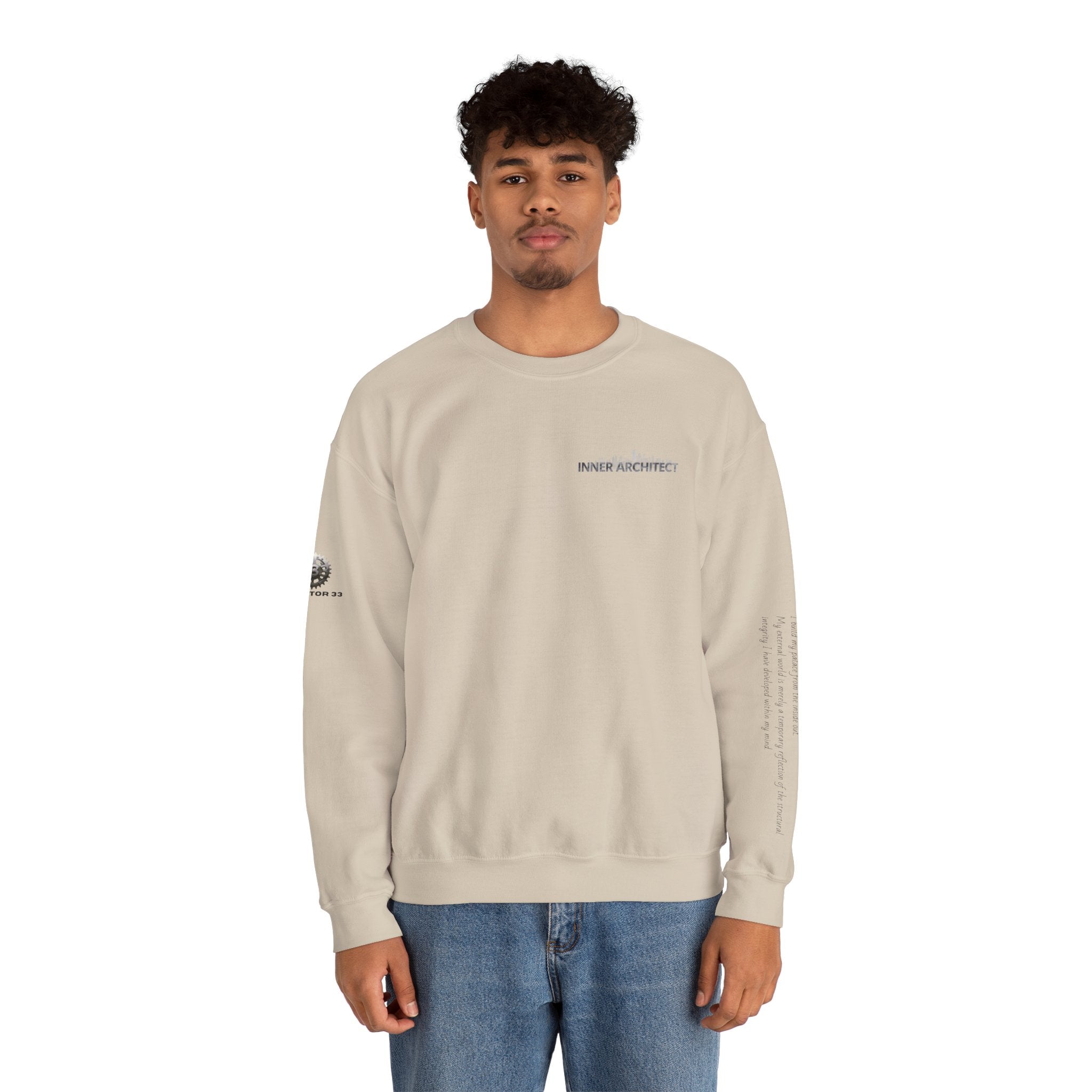 "Inner Architect" Crewneck Sweatshirt- Sleeve Printed Affirmation