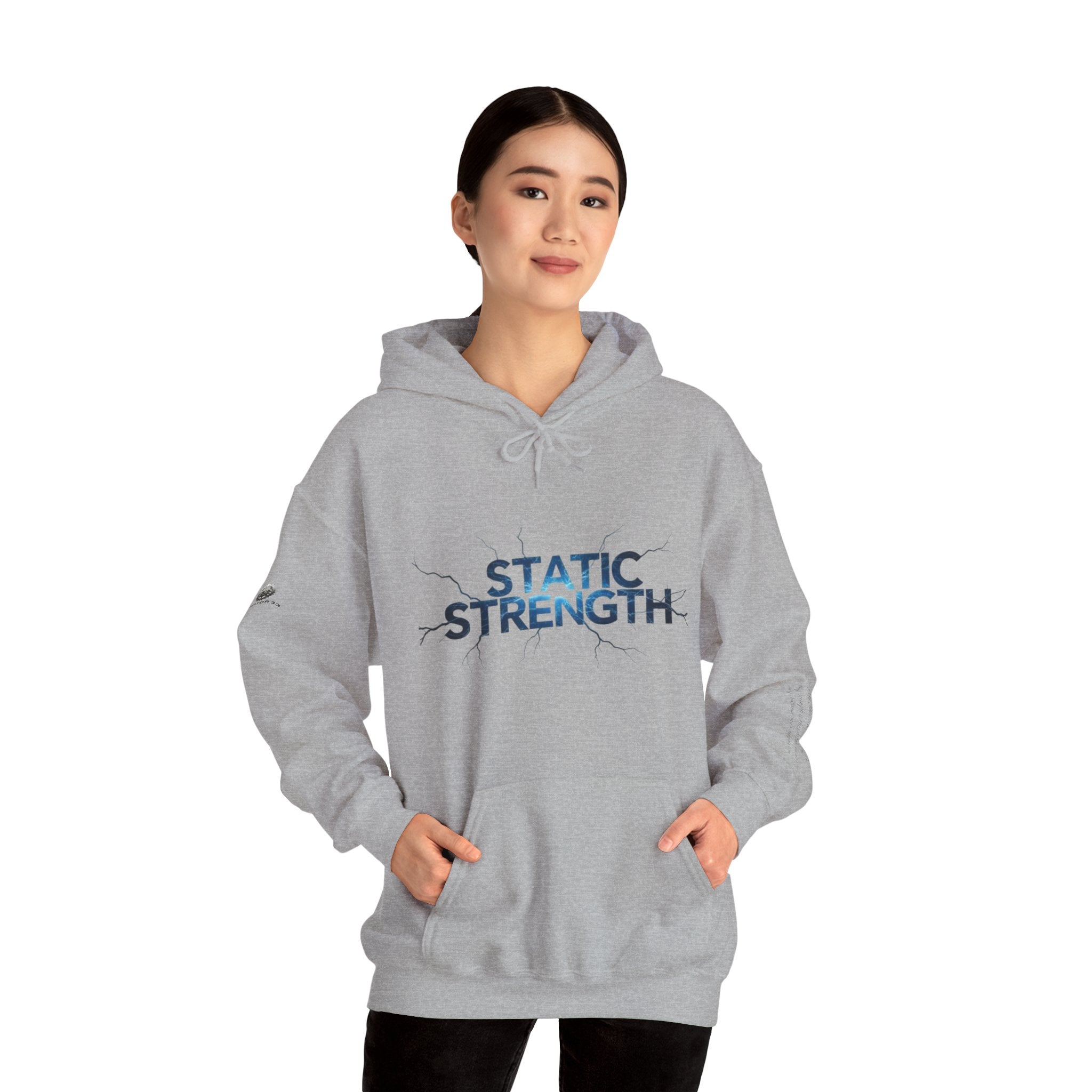 “Static Strength” Hoodie Sweatshirt- Sleeve Print Affirmation