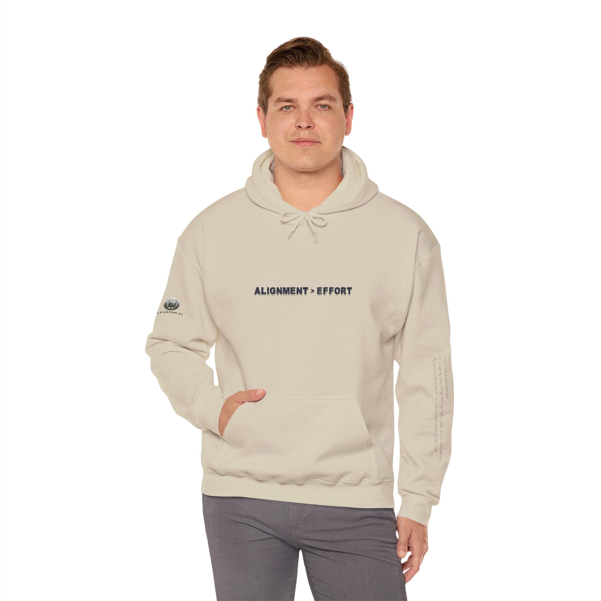 “Alignment > Effort” Hoodie - Sleeve Print Affirmation