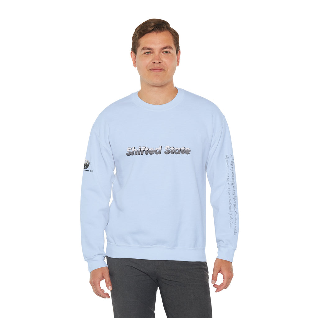 “Shifted State” Crewneck Sweatshirt- Sleeve Print Affirmation