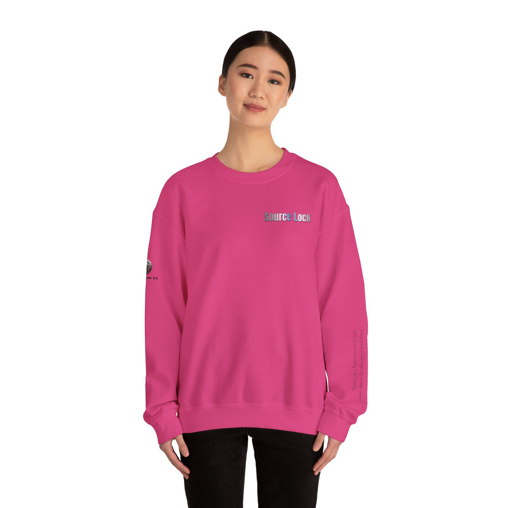 “Source Lock” Crewneck Sweatshirt- Sleeve Print Affirmation