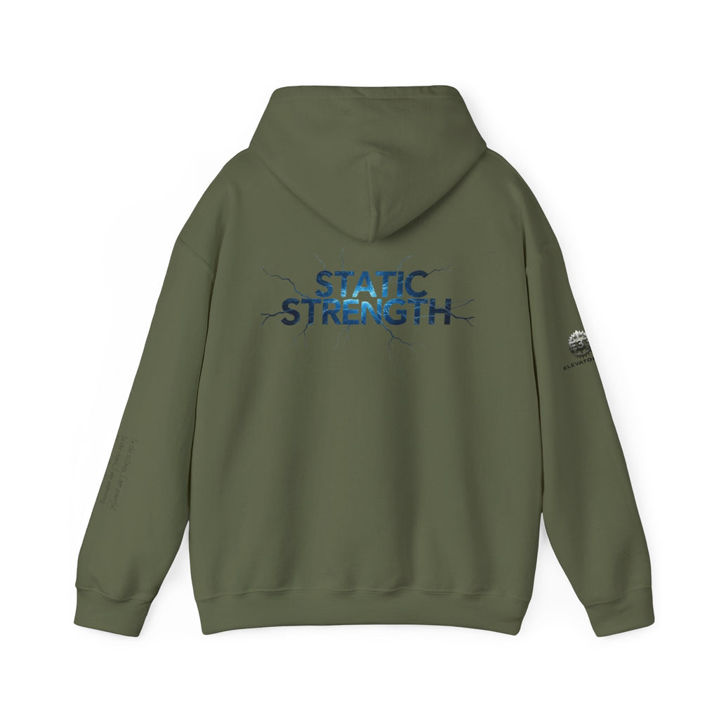 “Static Strength” Hoodie Sweatshirt- Sleeve Print Affirmation