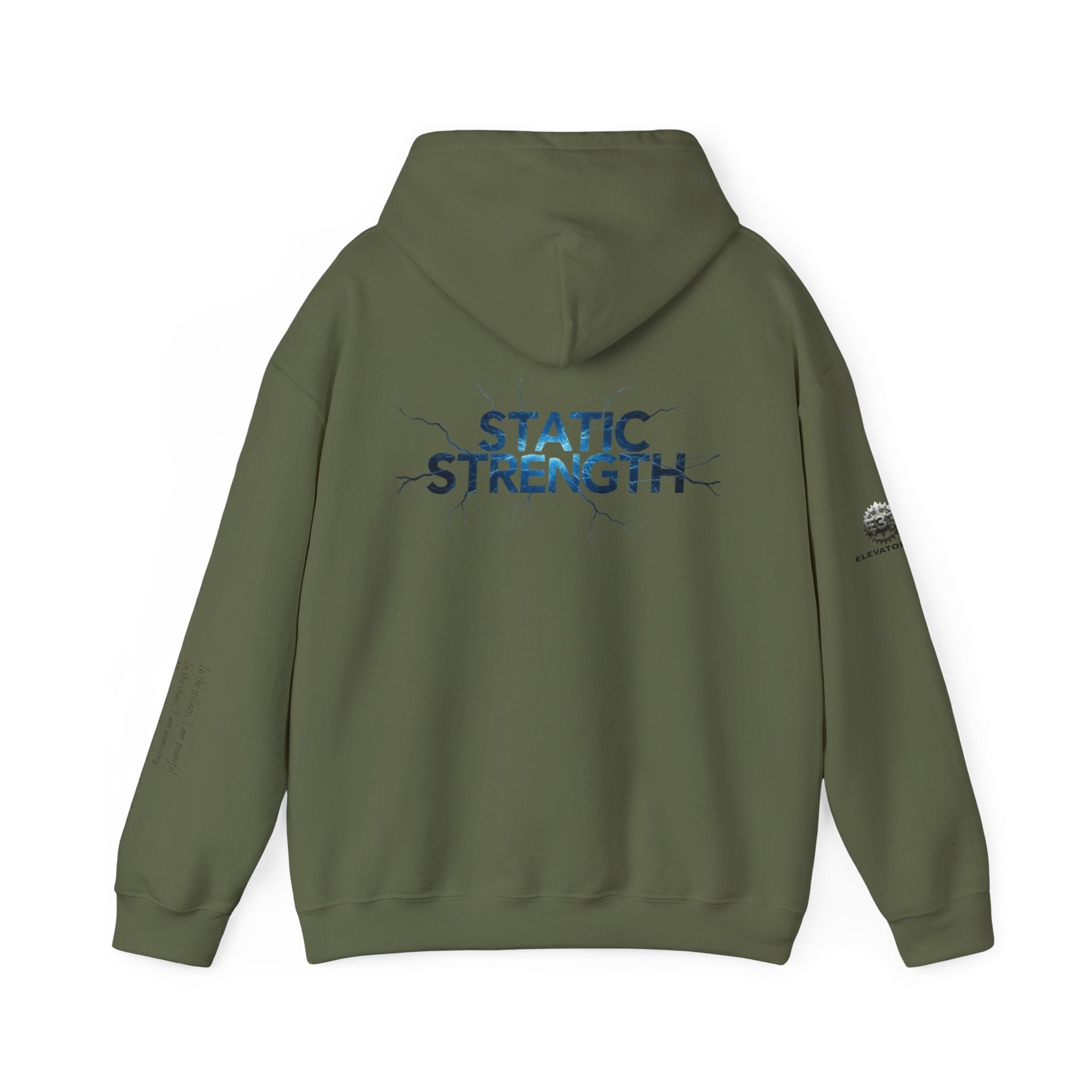 “Static Strength” Hoodie Sweatshirt- Sleeve Print Affirmation