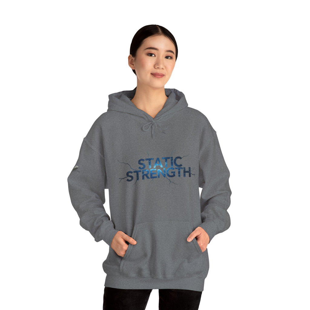 “Static Strength” Hoodie Sweatshirt- Sleeve Print Affirmation