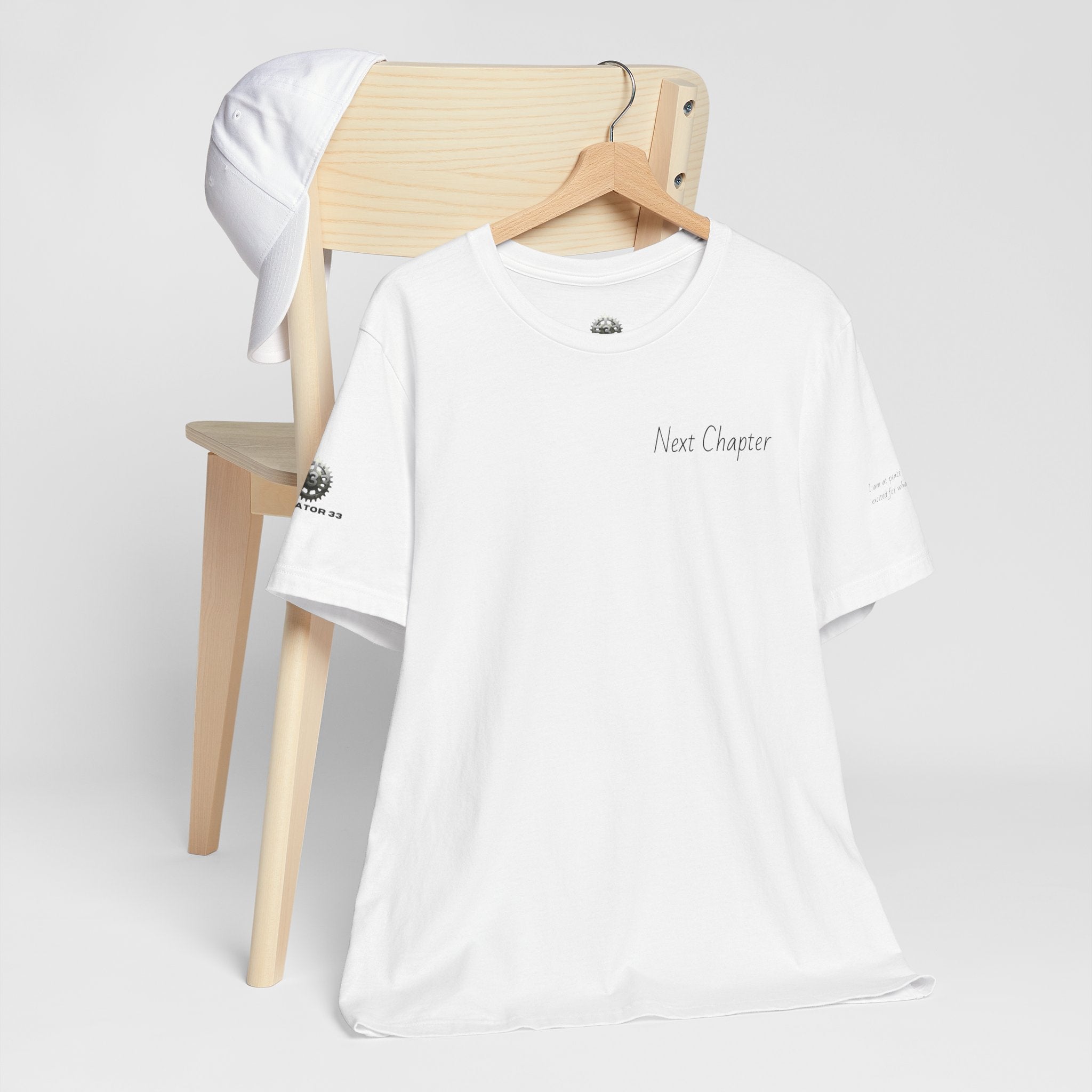 Next Chapter affirmation tee | Graphic open book back, inspirational sleeve text