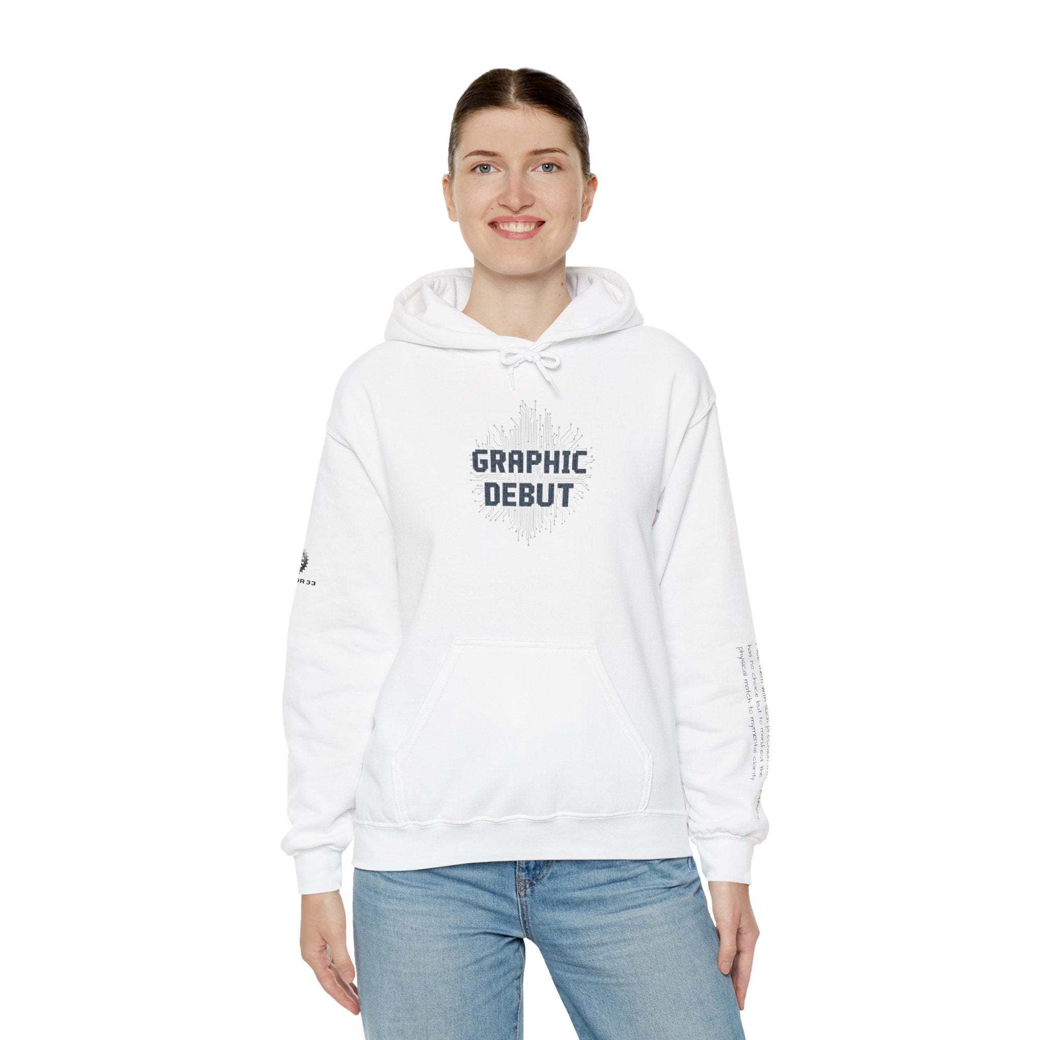 “Graphic Debut” Hoodie- Sleeve Printed Affirmation