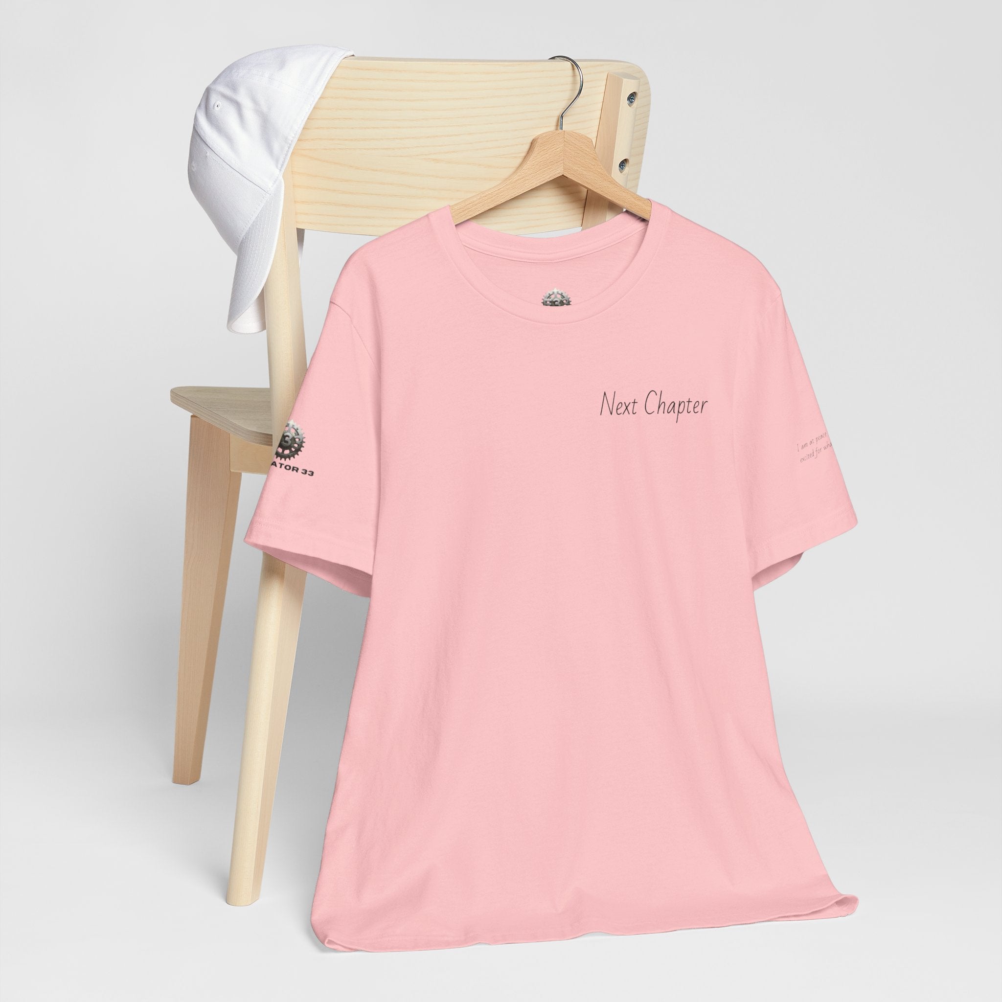 Next Chapter affirmation tee | Graphic open book back, inspirational sleeve text