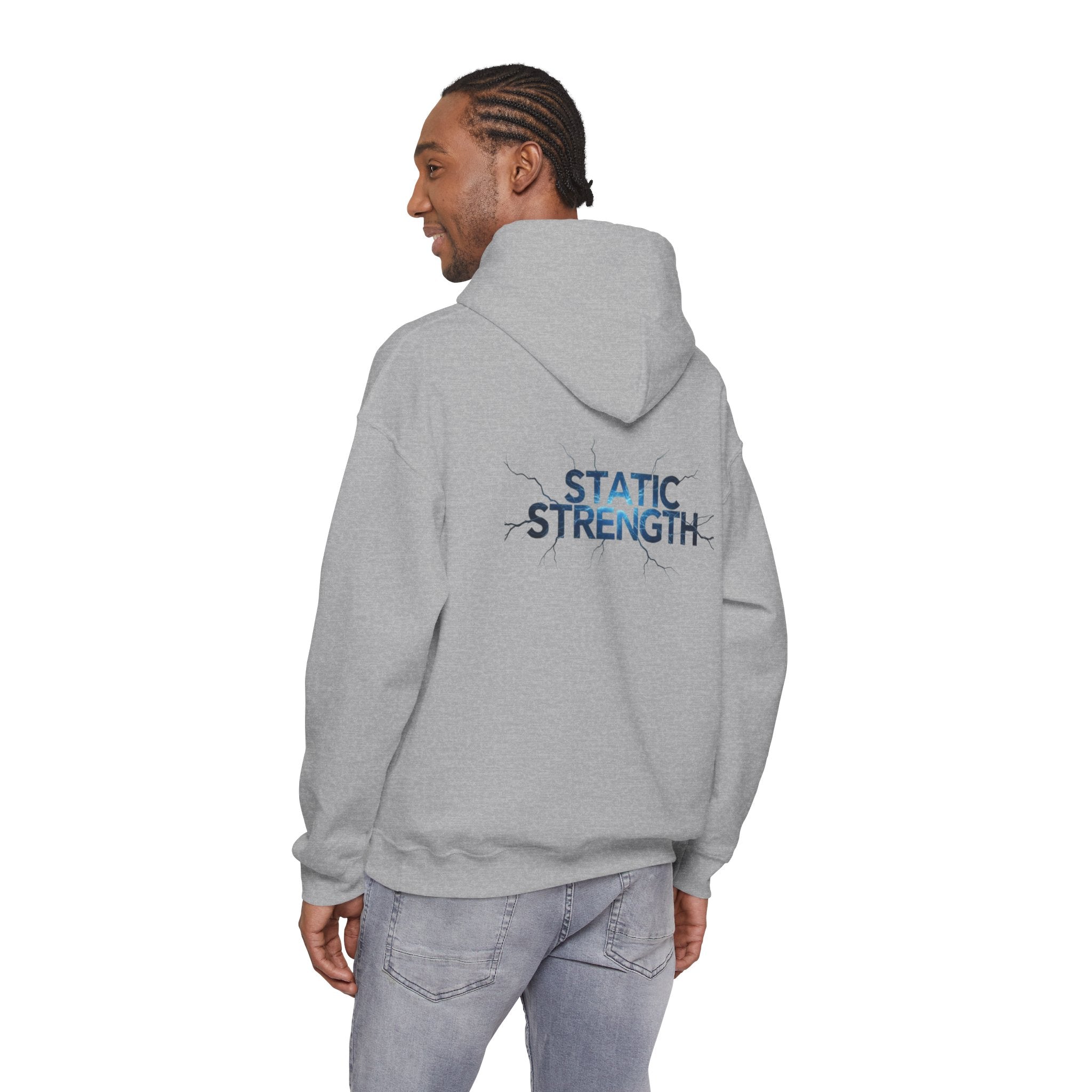“Static Strength” Hoodie Sweatshirt- Sleeve Print Affirmation