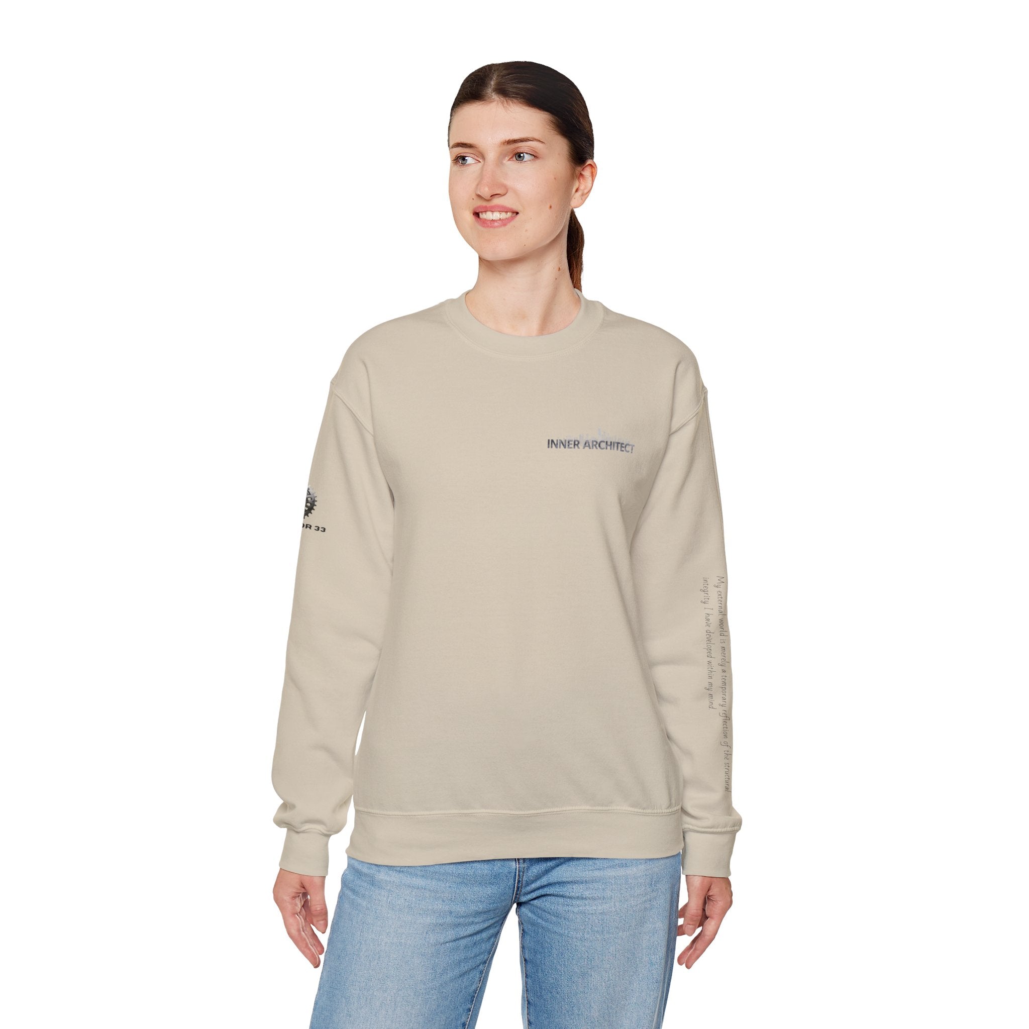 "Inner Architect" Crewneck Sweatshirt- Sleeve Printed Affirmation