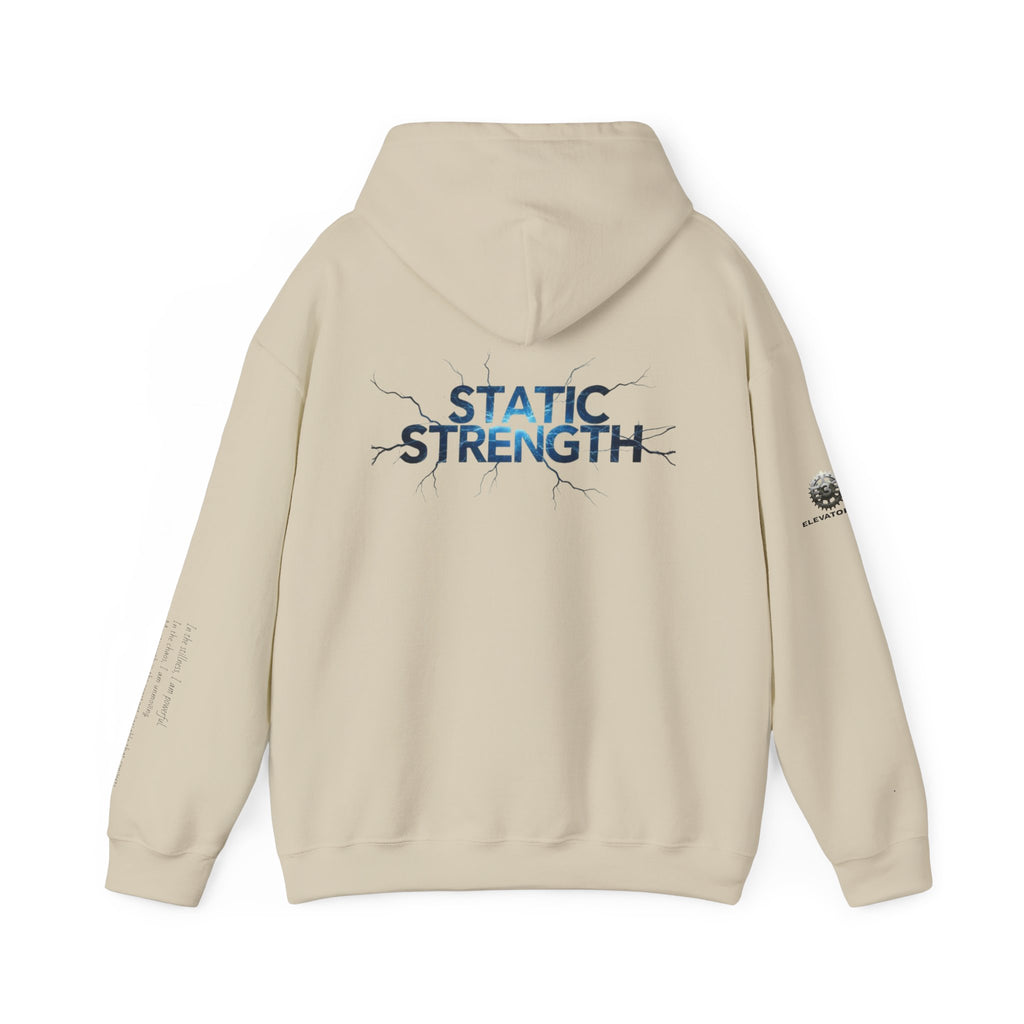 “Static Strength” Hoodie Sweatshirt- Sleeve Print Affirmation