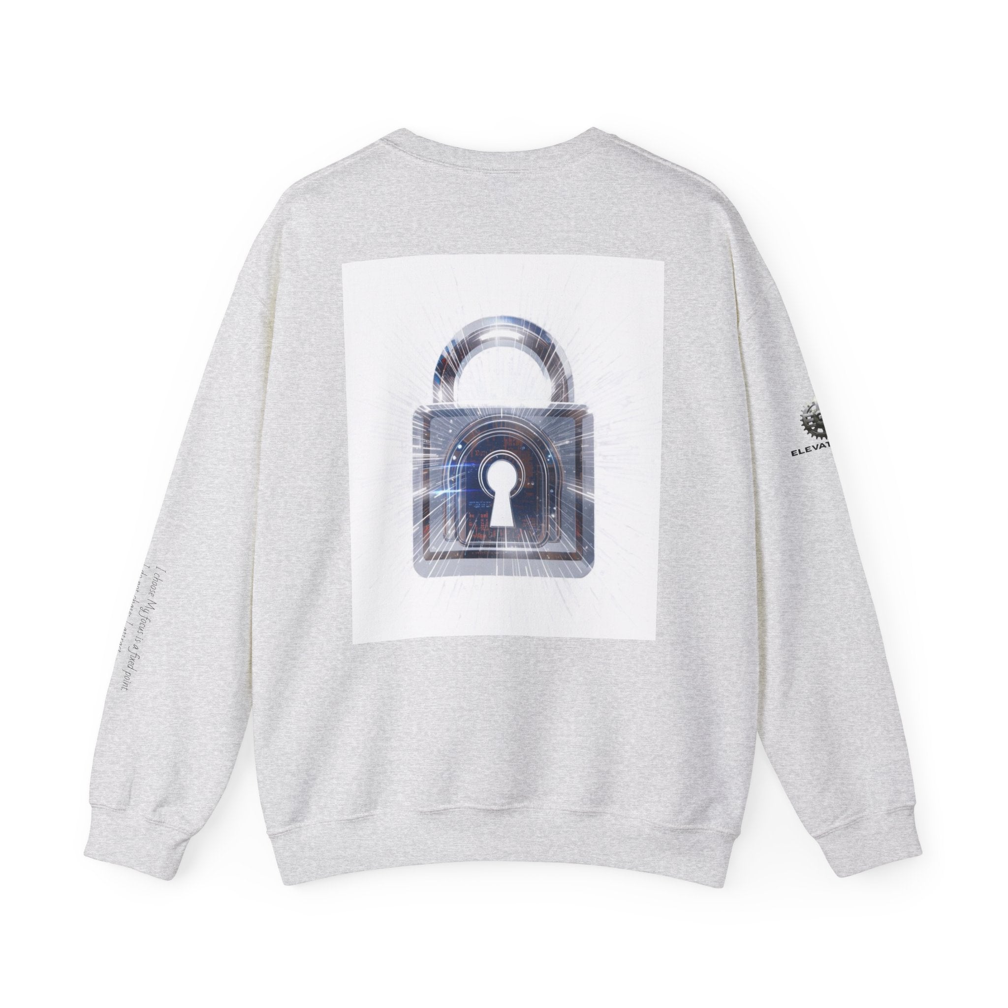 “Source Lock” Crewneck Sweatshirt- Sleeve Print Affirmation