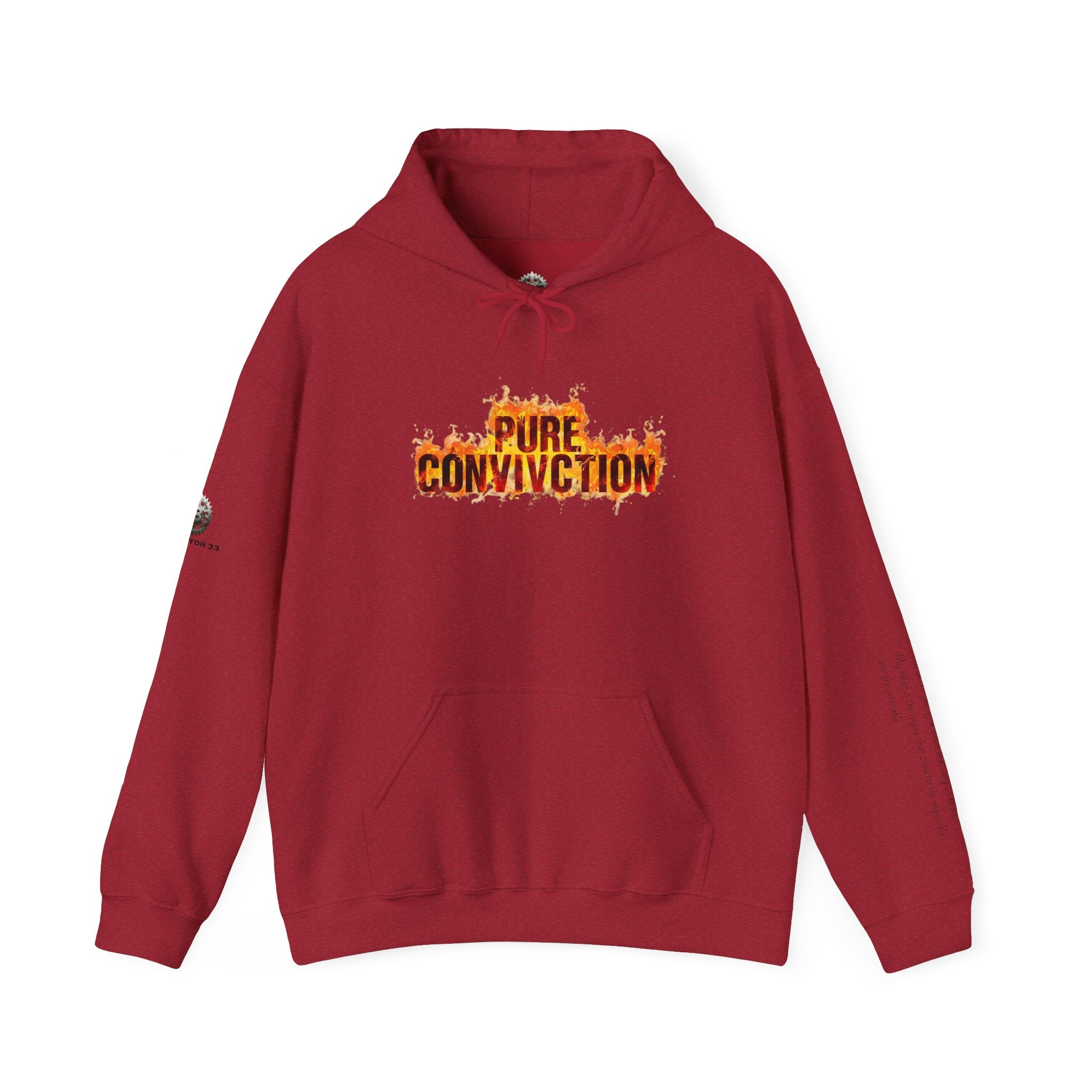 "Pure Conviction" Hoodie  - Sleeve Print Affirmation
