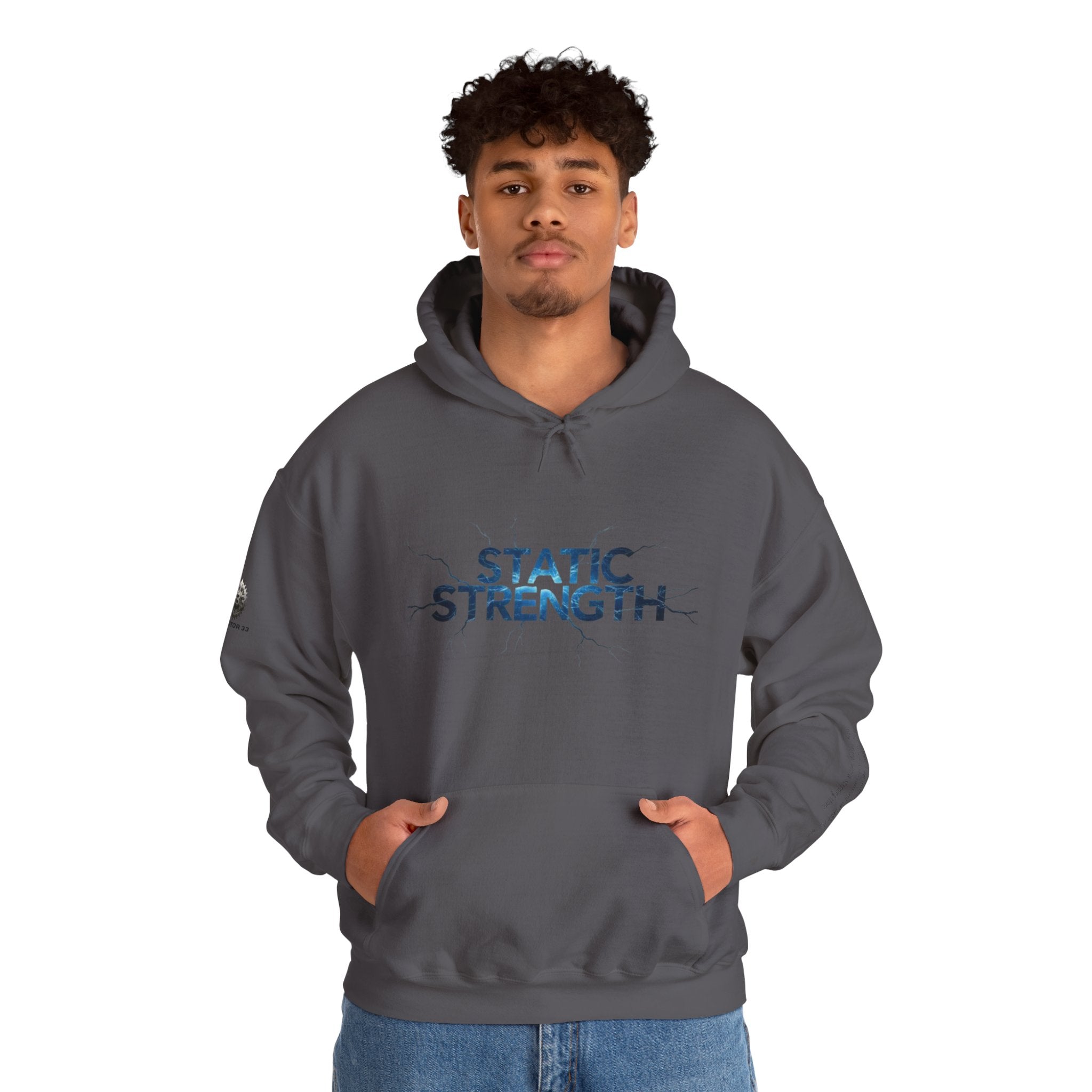 “Static Strength” Hoodie Sweatshirt- Sleeve Print Affirmation