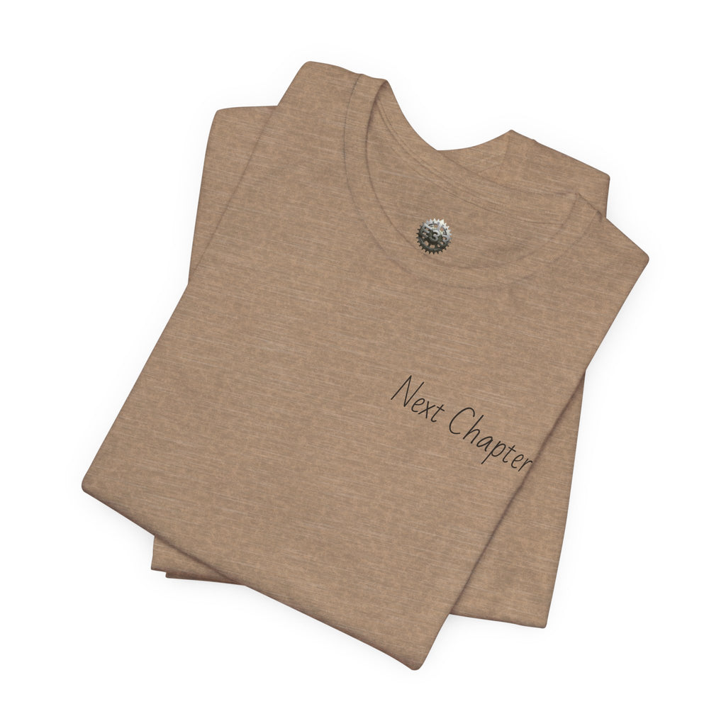 Next Chapter affirmation tee | Graphic open book back, inspirational sleeve text