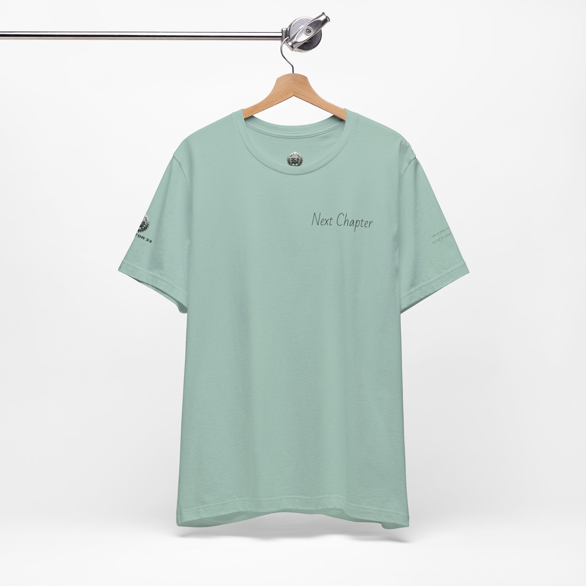 Next Chapter affirmation tee | Graphic open book back, inspirational sleeve text