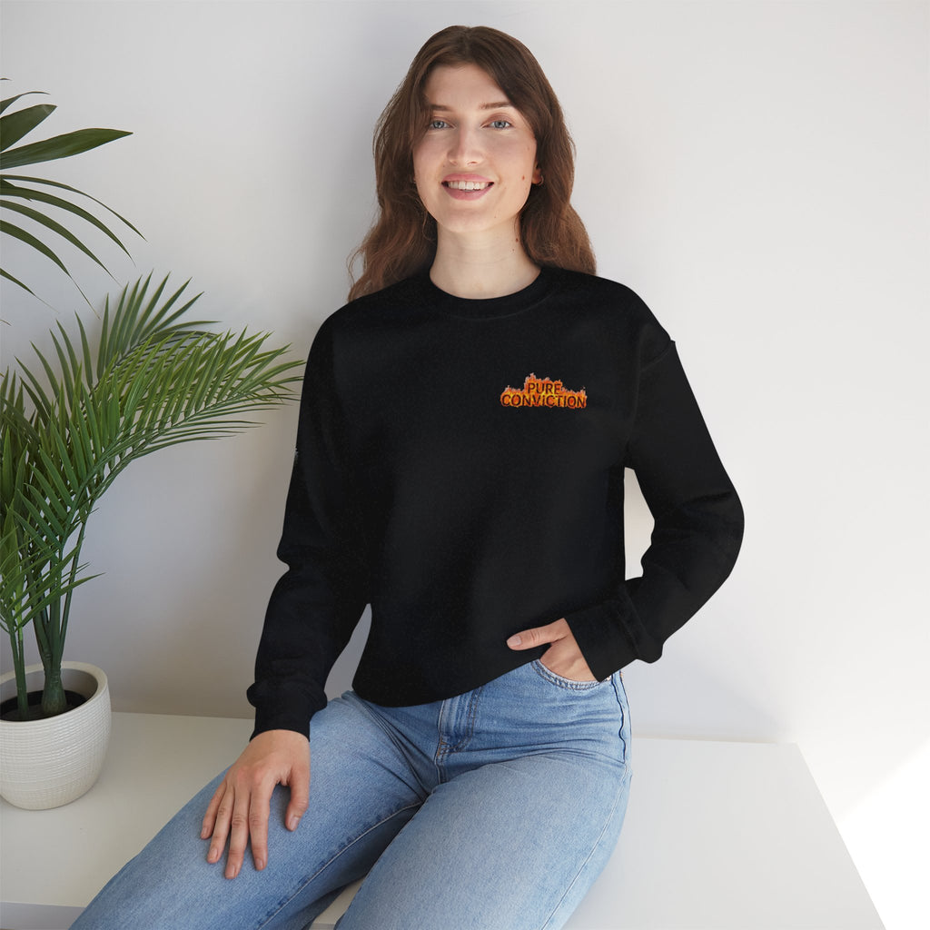 "Pure Conviction” Sweatshirt -Sleeve Print Affirmation