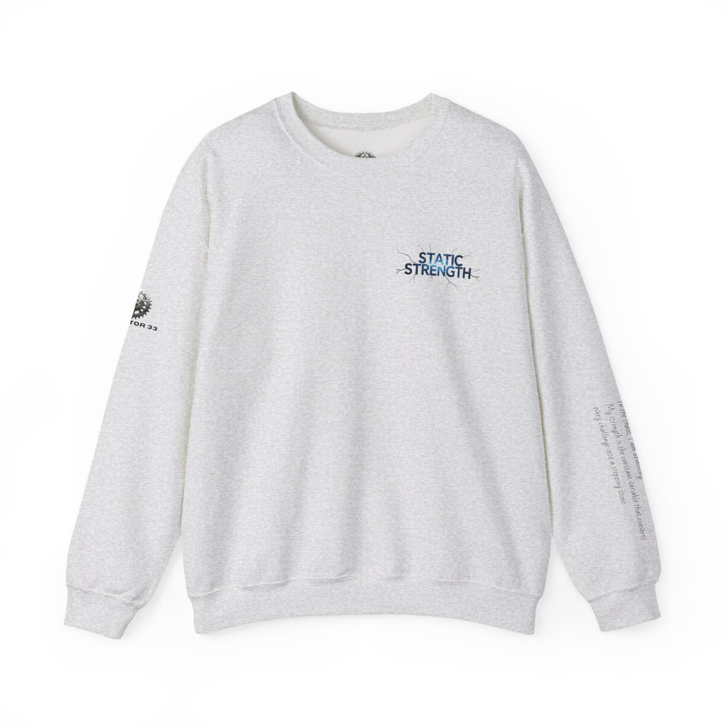 “Static Strength” Crewneck Sweatshirt- Sleeve Print Affirmation