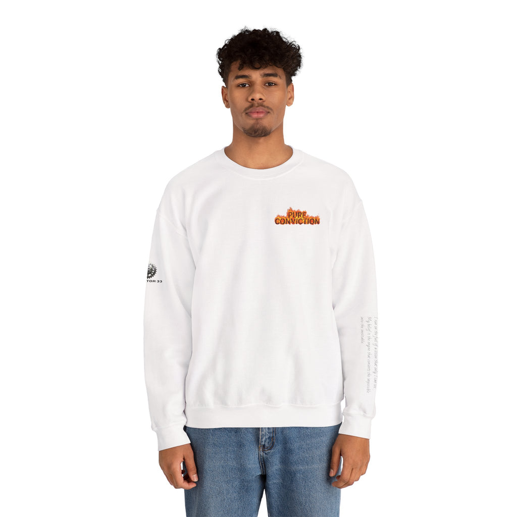 "Pure Conviction” Sweatshirt -Sleeve Print Affirmation