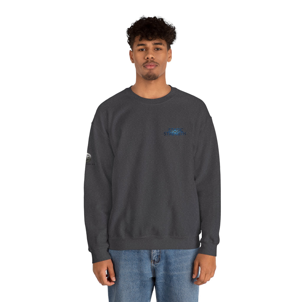 “Static Strength” Crewneck Sweatshirt- Sleeve Print Affirmation