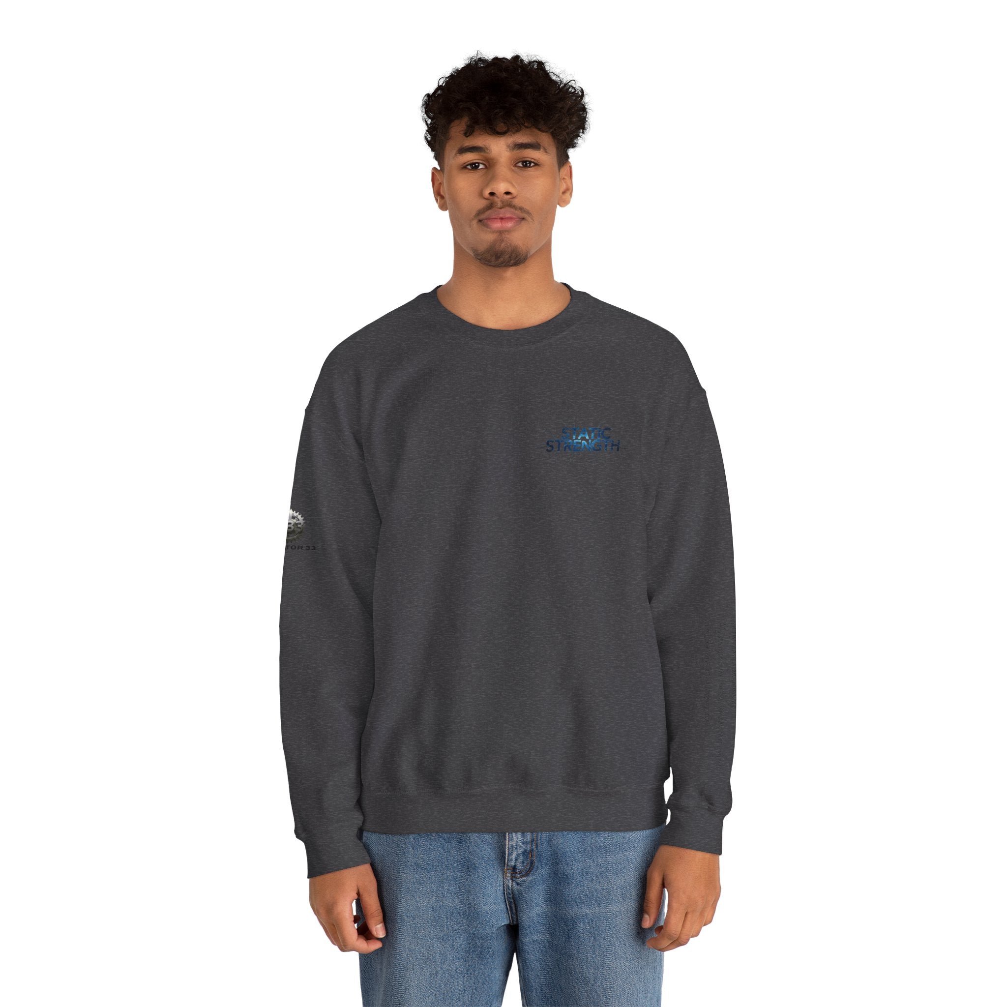 “Static Strength” Crewneck Sweatshirt- Sleeve Print Affirmation