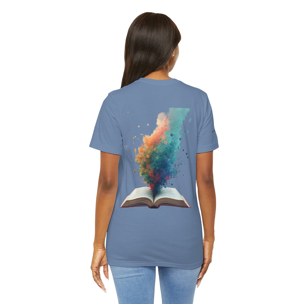 Next Chapter affirmation tee | Graphic open book back, inspirational sleeve text