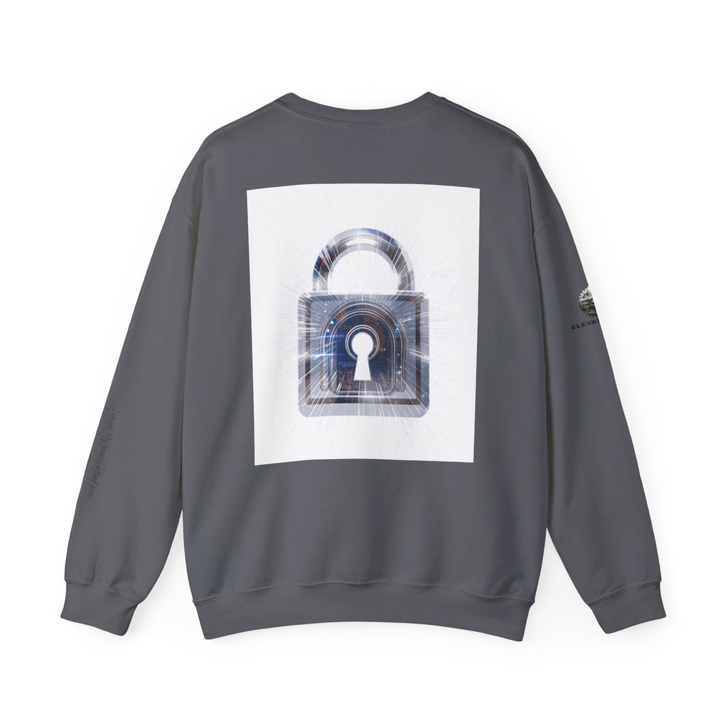 “Source Lock” Crewneck Sweatshirt- Sleeve Print Affirmation