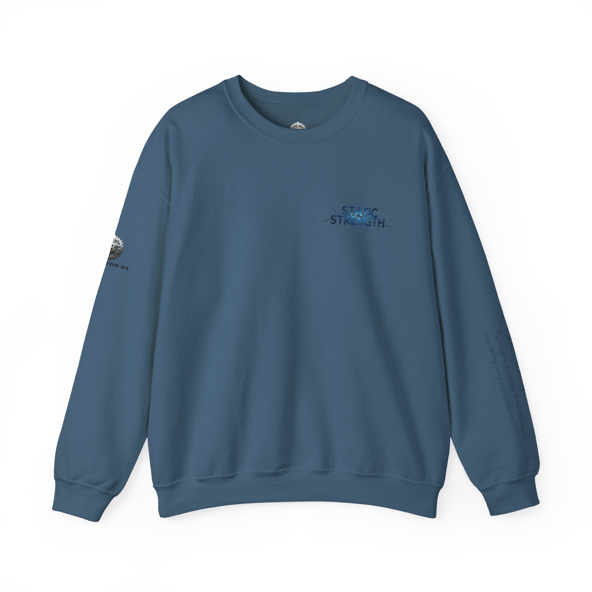 “Static Strength” Crewneck Sweatshirt- Sleeve Print Affirmation