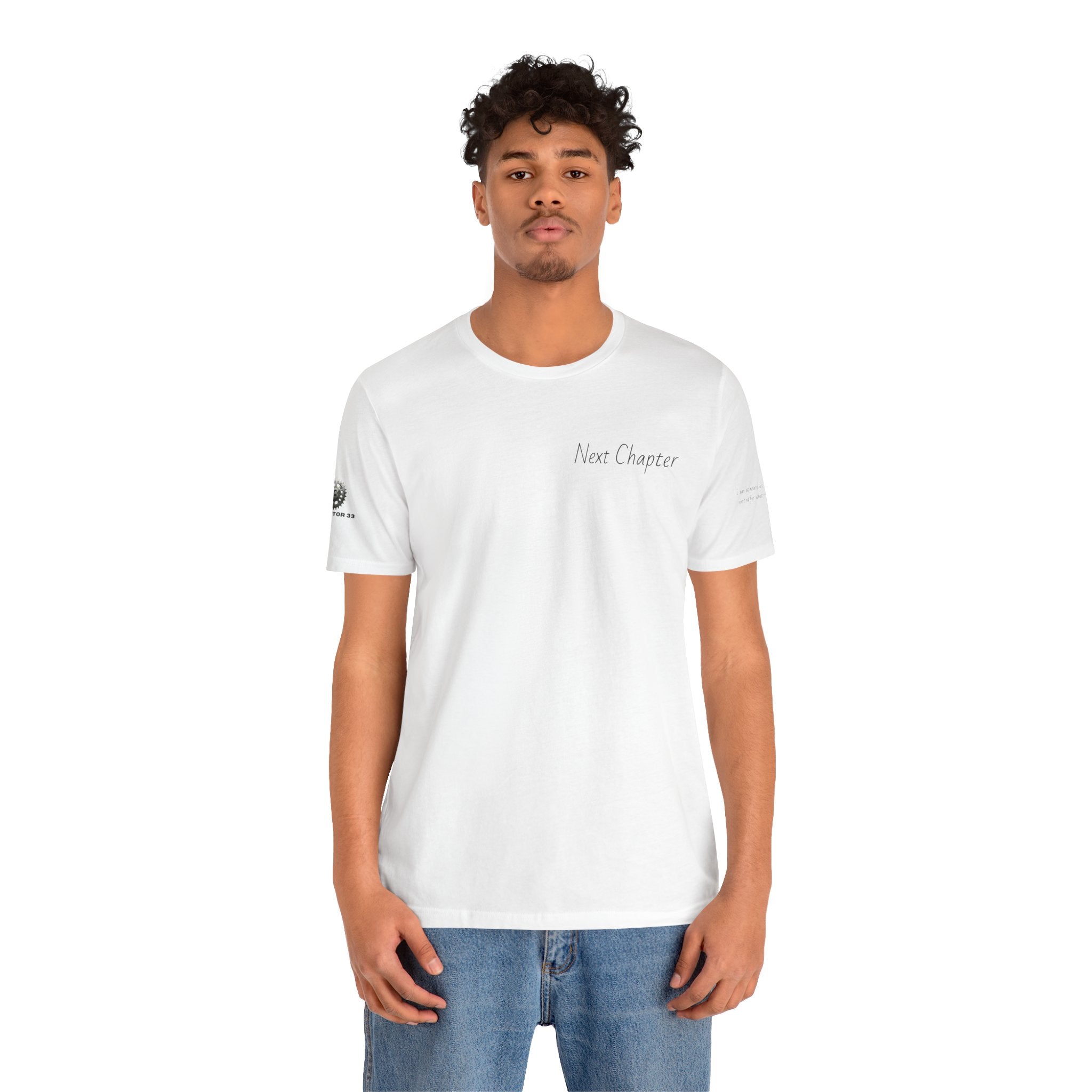 Next Chapter affirmation tee | Graphic open book back, inspirational sleeve text