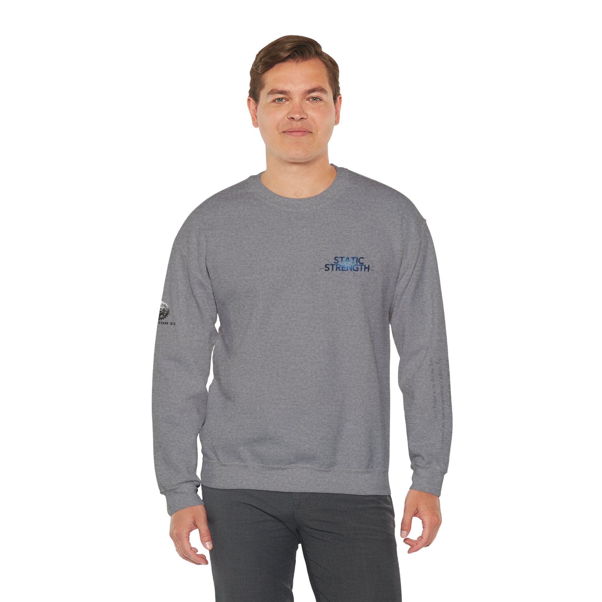 “Static Strength” Crewneck Sweatshirt- Sleeve Print Affirmation