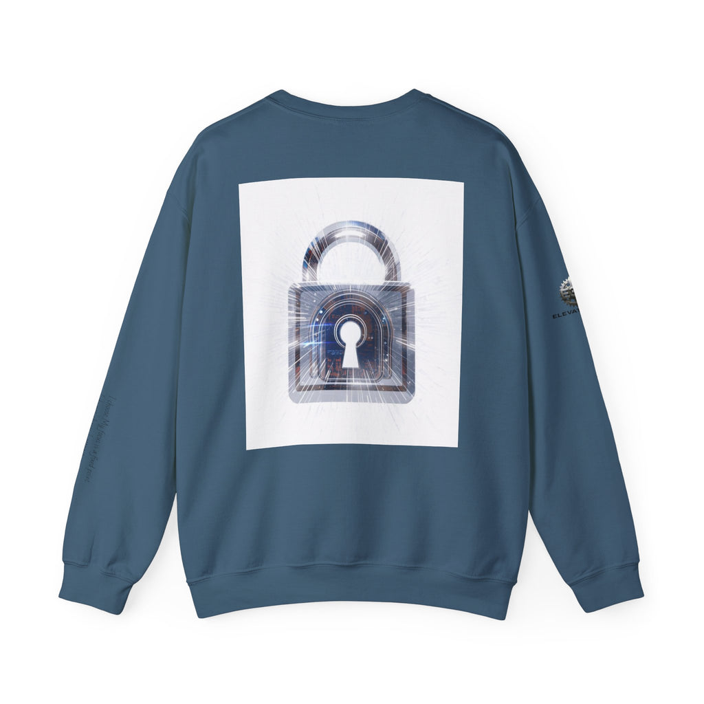 “Source Lock” Crewneck Sweatshirt- Sleeve Print Affirmation